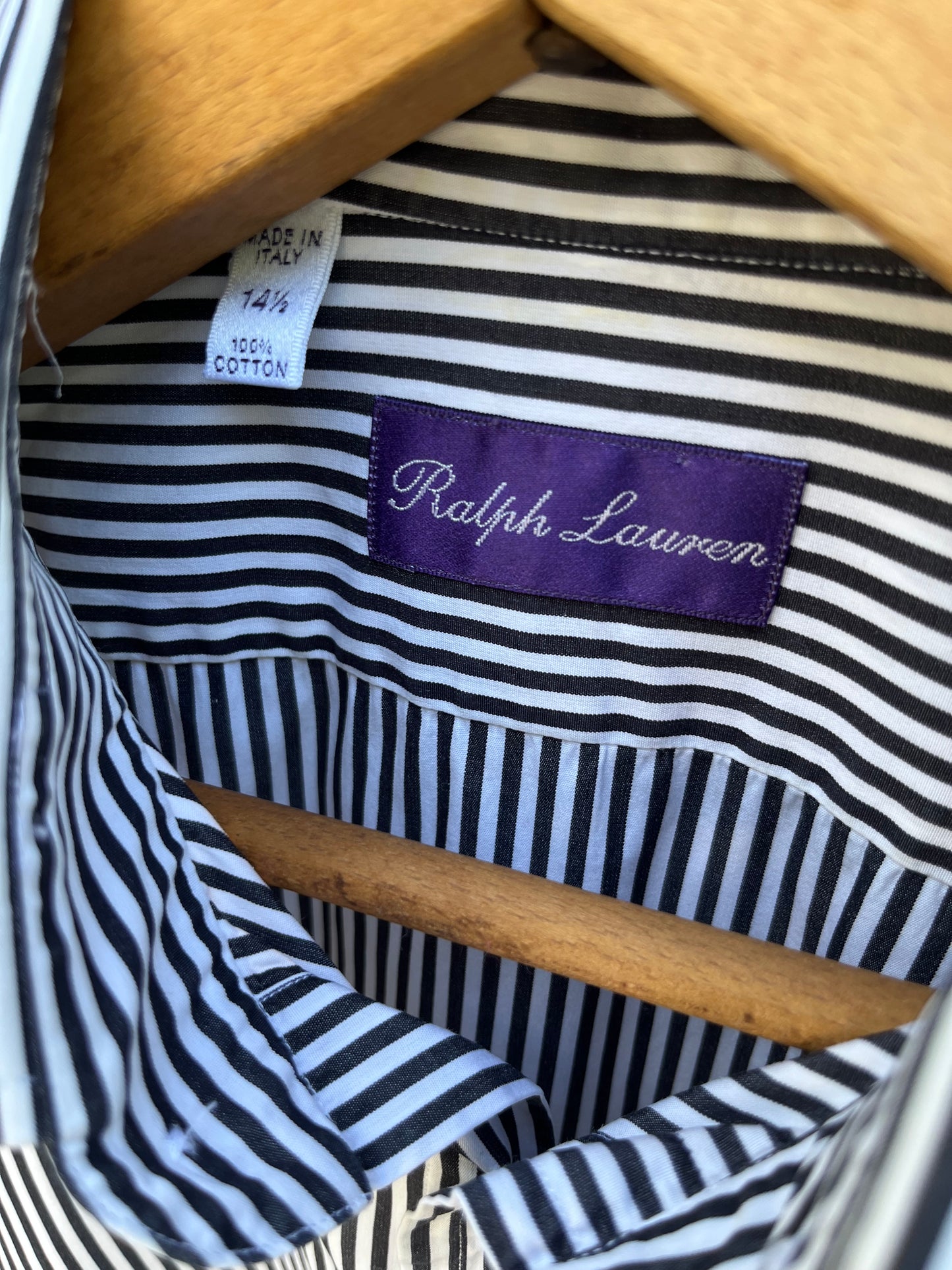 90s Polo Ralph Lauren Purple Label Stripe Button Front Shirt (14.5-2)