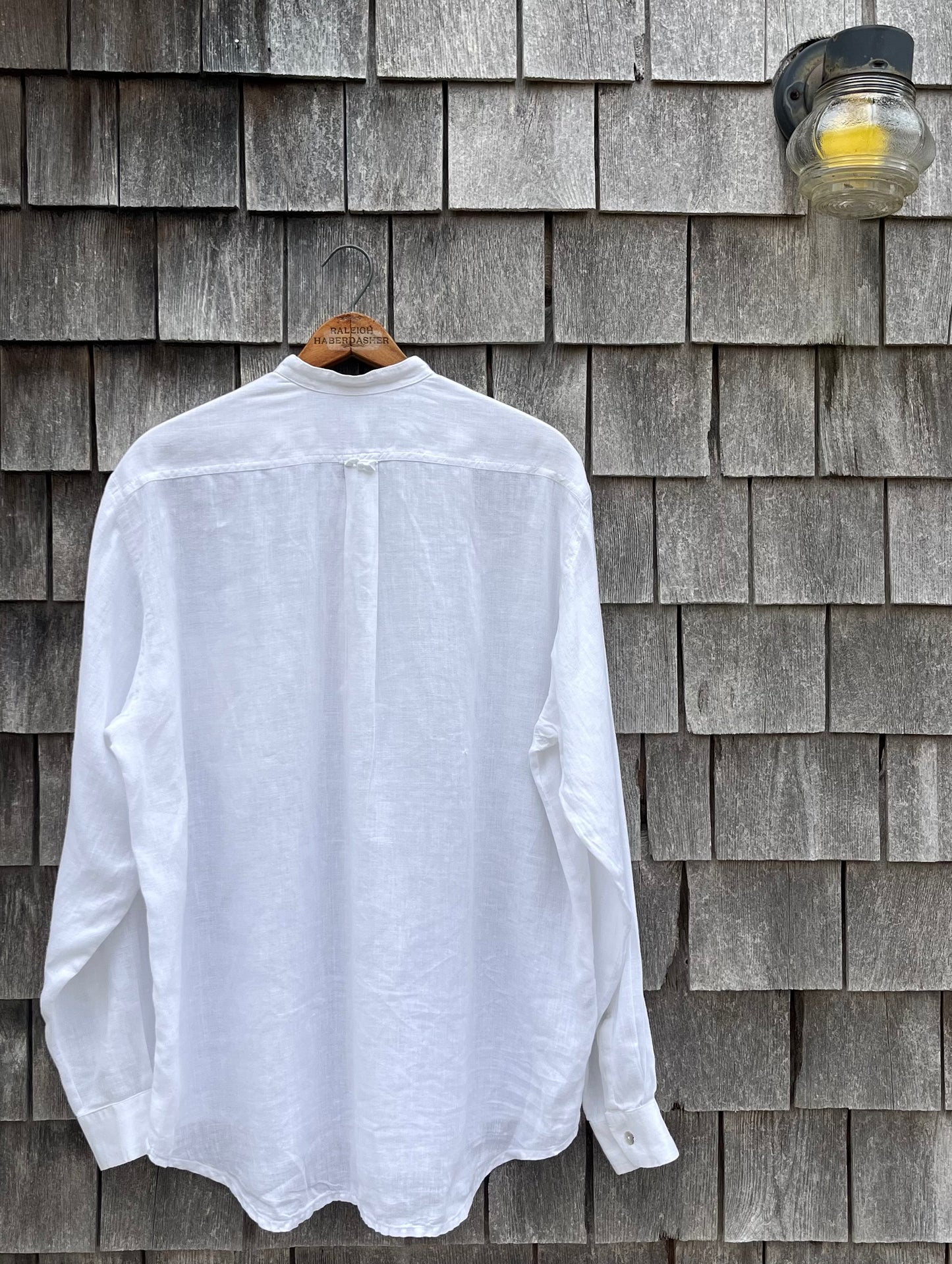 90s Pepitos Linen Band Collar Button Up Shirt (L/XL)