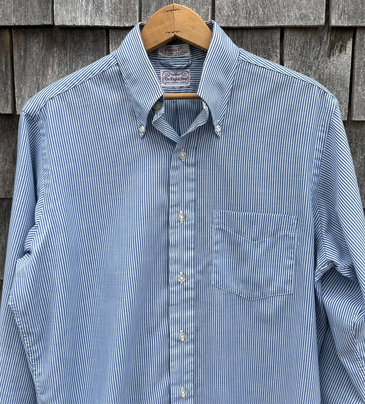 80s Sero Purist for 'The English Shop' Lightweight Cotton Blend Oxford Cloth Button Down Shirt (L)