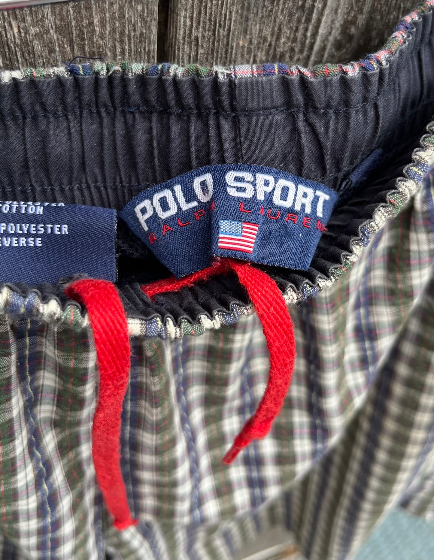 90s Polo Sport Seersucker Tartan Check Swim Trunks (L)
