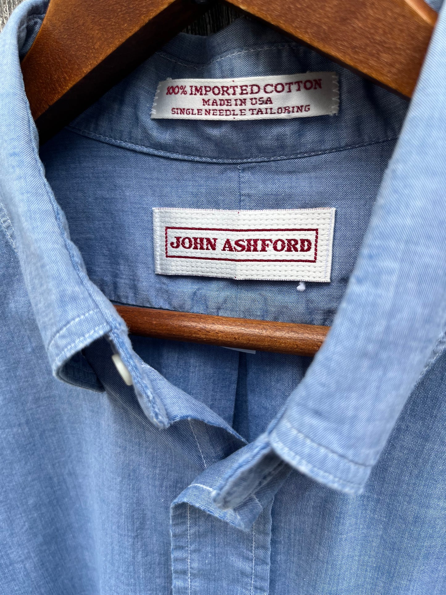 90s John Ashford Cotton Chambray Button Down Shirt (16.5-4)