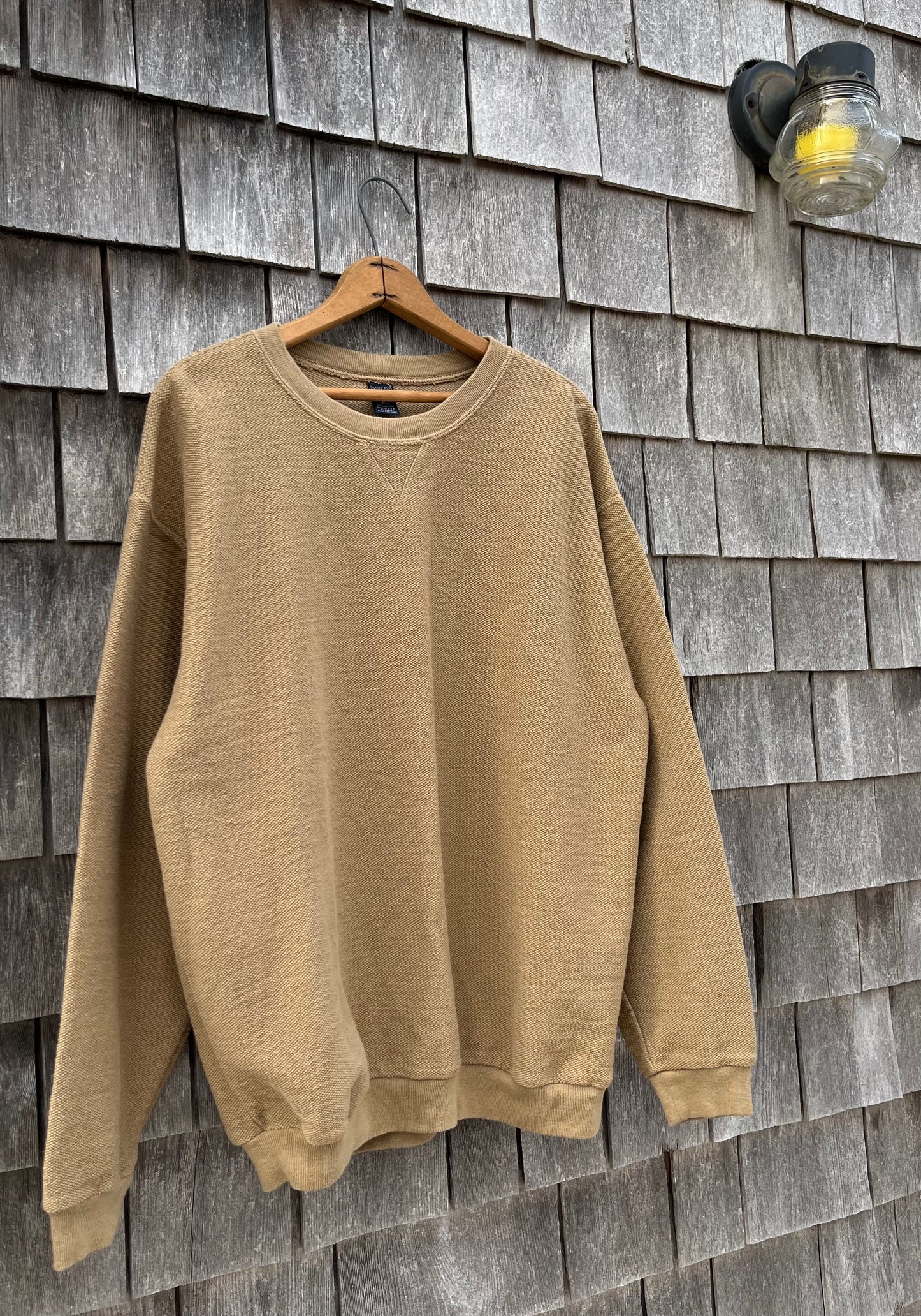 90s Lands’ End ‘Cobble Cloth’ Pique Cotton Crewneck Sweatshirt (L/XL)