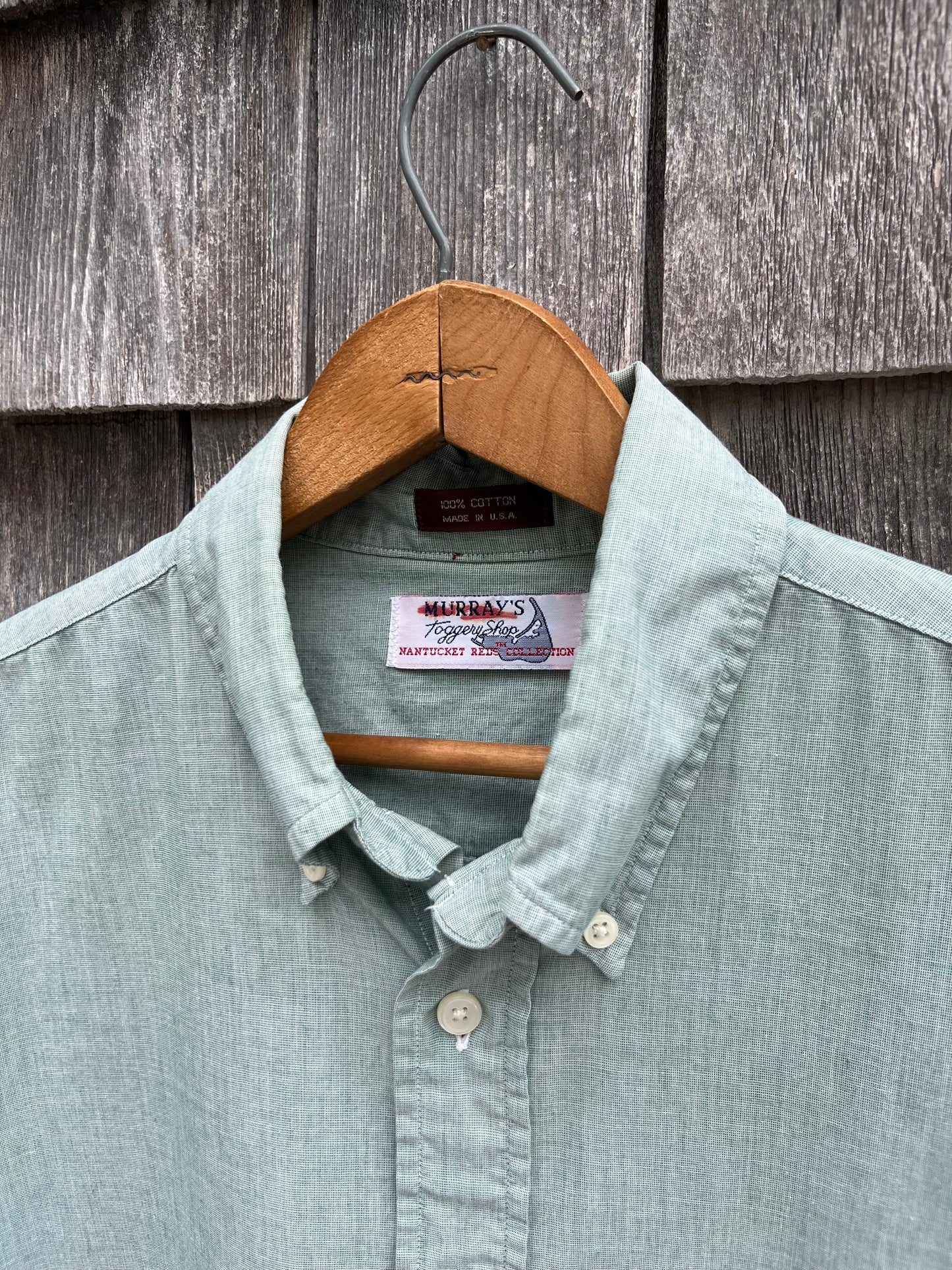 90s Murray’s Toggery Nantucket Short Sleeve End on End Cotton Button Down Shirt (L/XL)