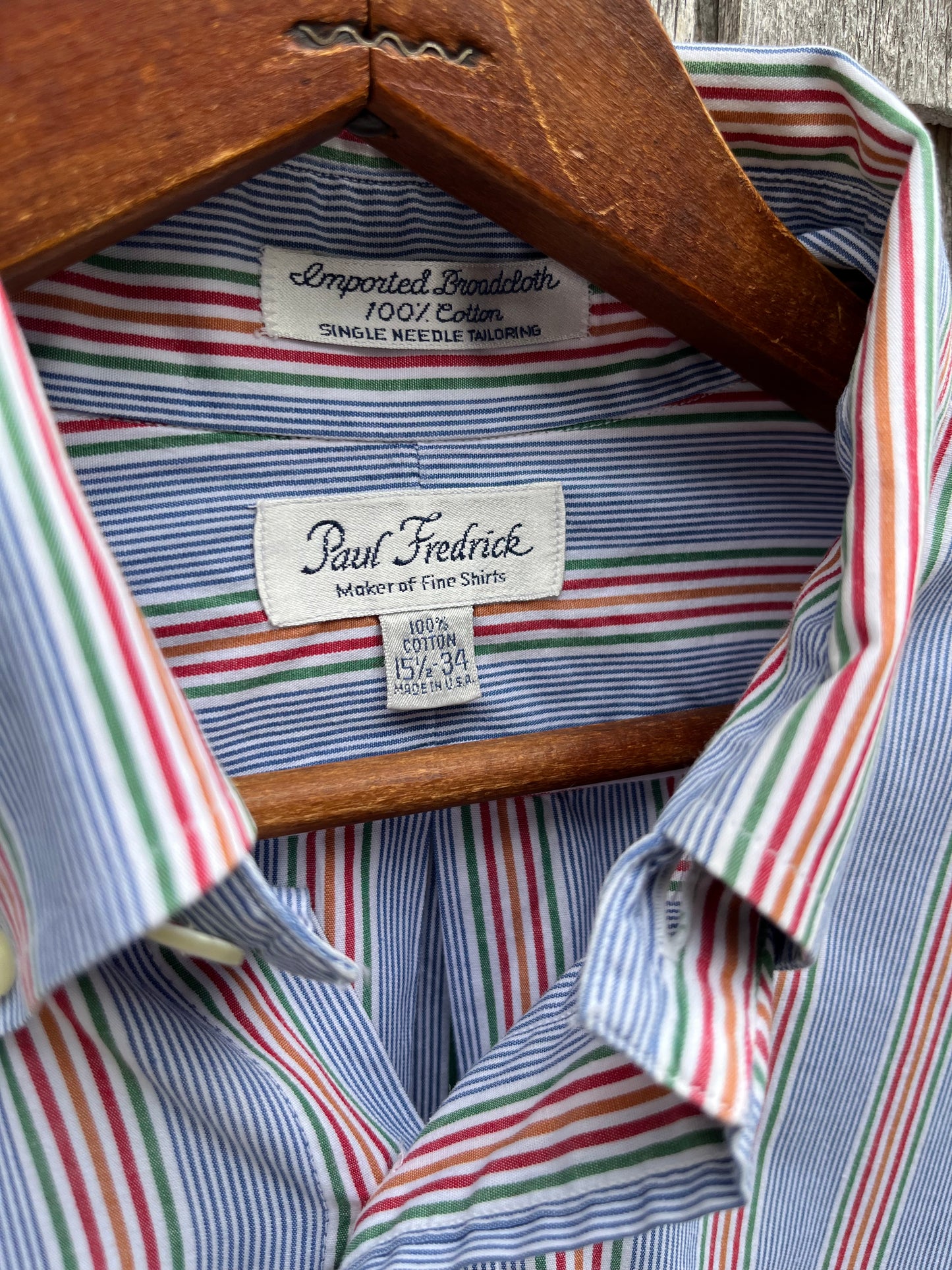 90s Paul Fredrick Stripe Cotton Broadcloth Button Down Shirt (15.5-4)