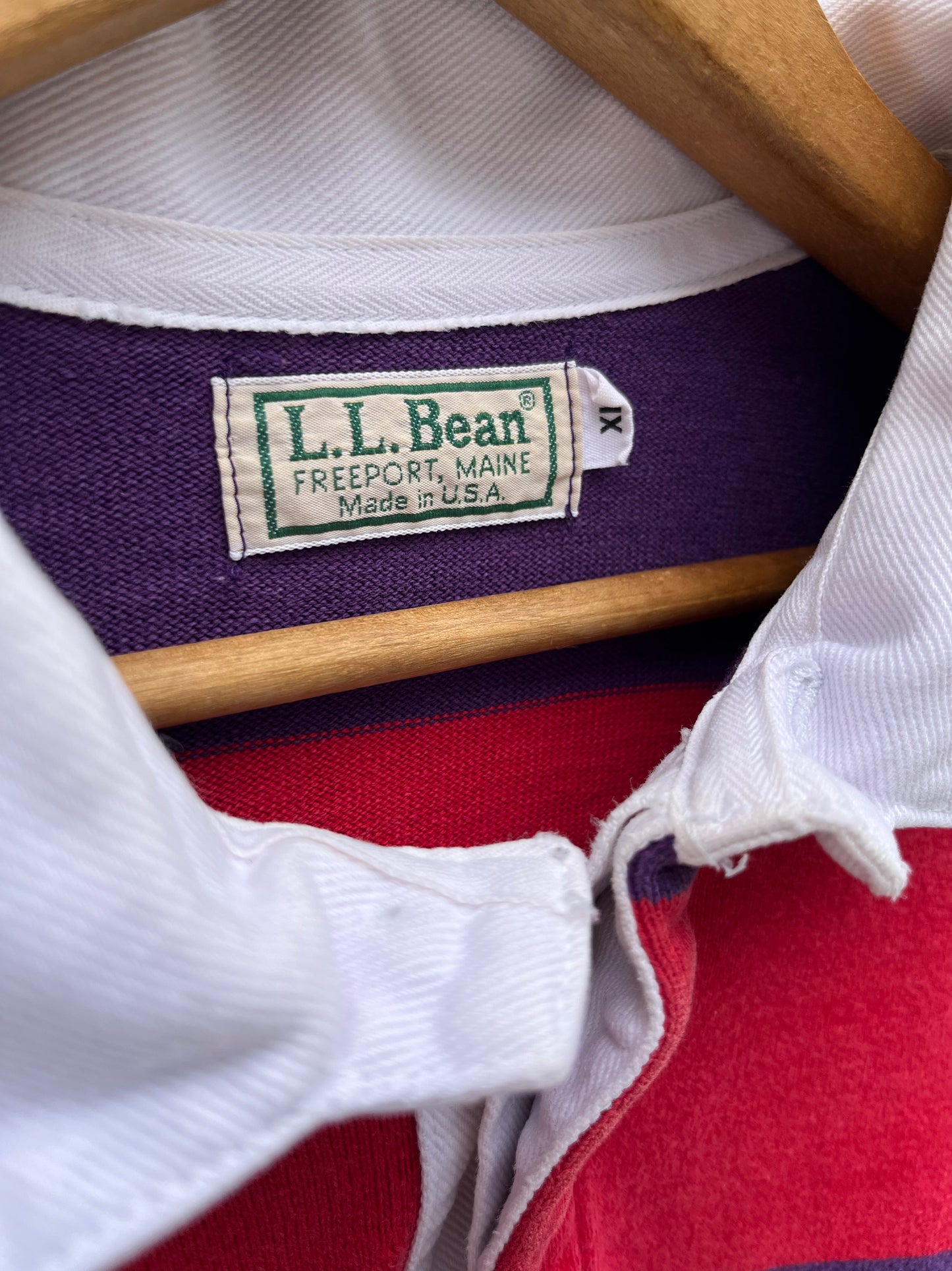 ~90s L.L. Bean Purple Magenta Stripe Rugby Shirt (XL)