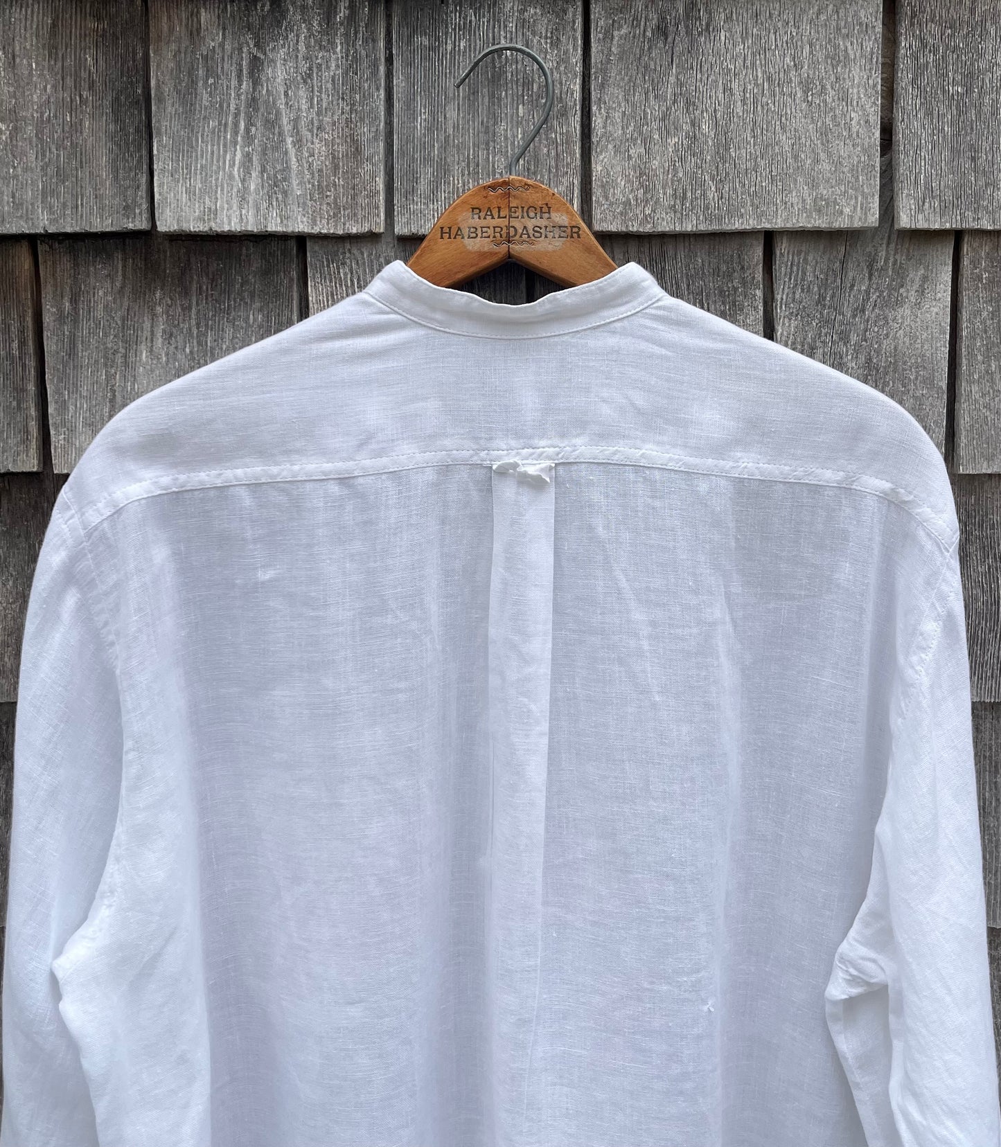 90s Pepitos Linen Band Collar Button Up Shirt (L/XL)