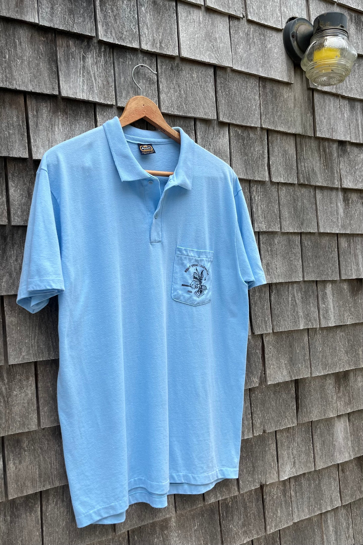 80s Bishop Spring Tennis Tournament Pocket Polo Shirt (L)