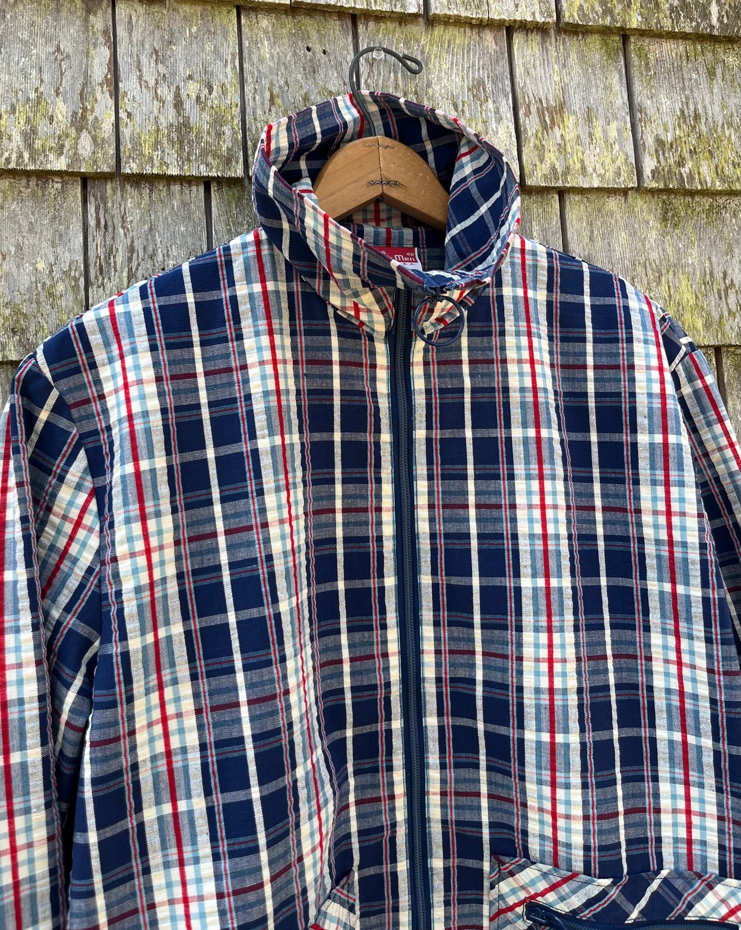 70s Catalina Cotton Seersucker Zip Front ‘Action Jacket’ (L/XL)
