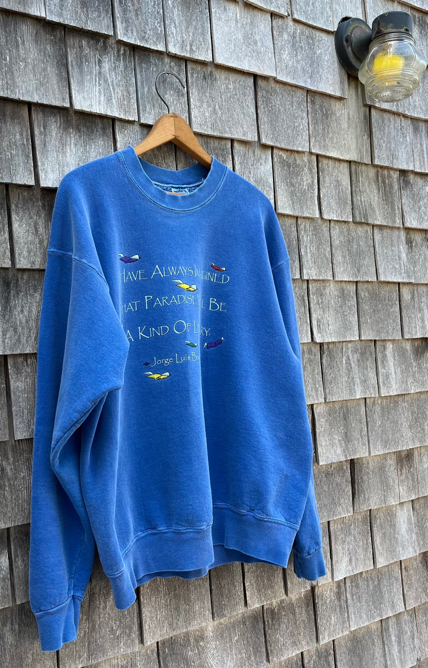90s Paradise is a Library Jorge Luis Borges Crewneck Sweatshirt (XL)