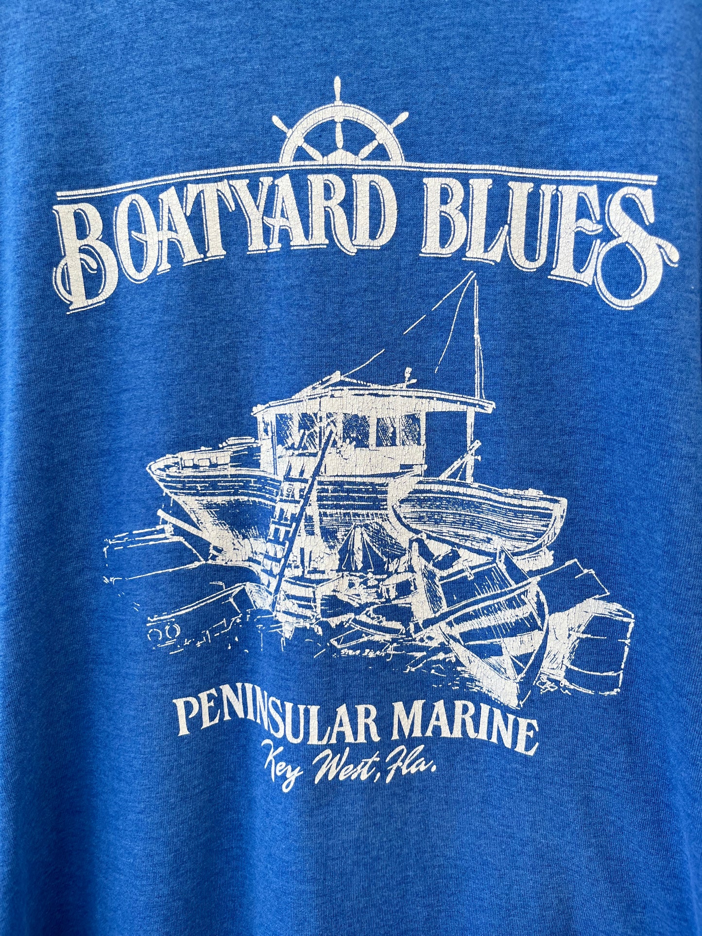 90s Peninsular Marine Key West ‘Boatyard Blues’ T-Shirt (L/XL)