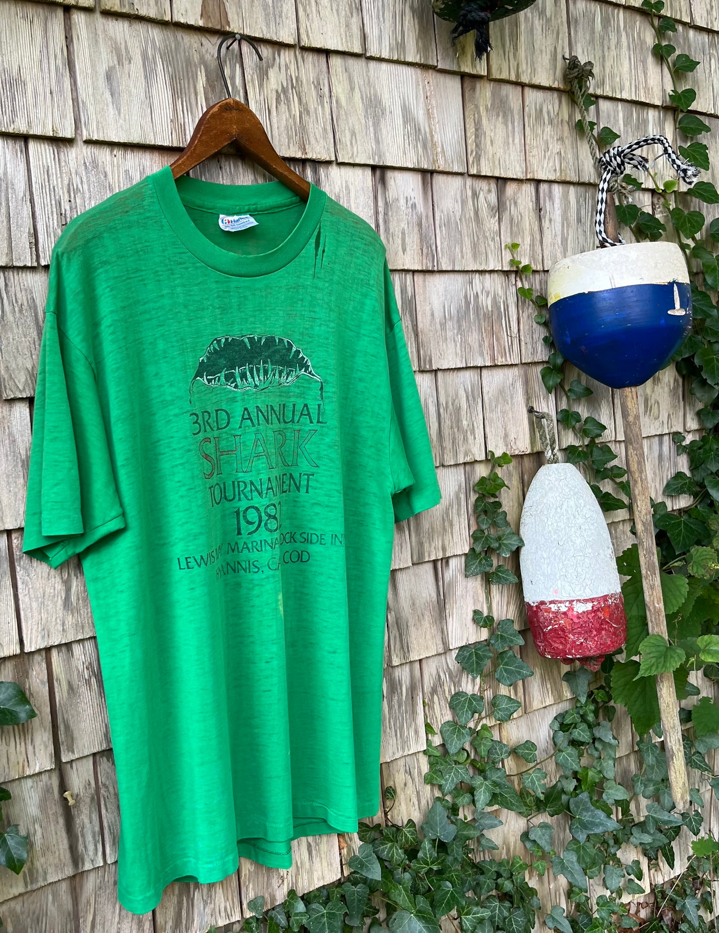 80s Lewis Bay Marina Hyannis Shark Fishing Tournament T-Shirt (M/L)