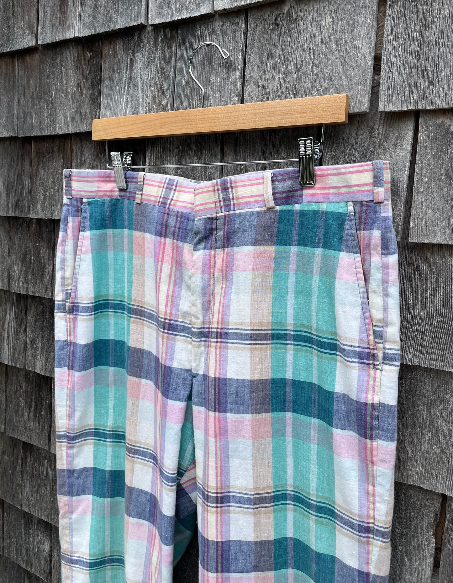 80s Berle for Murray's Toggery Nantucket Plaid Madras Pants (34/30”)