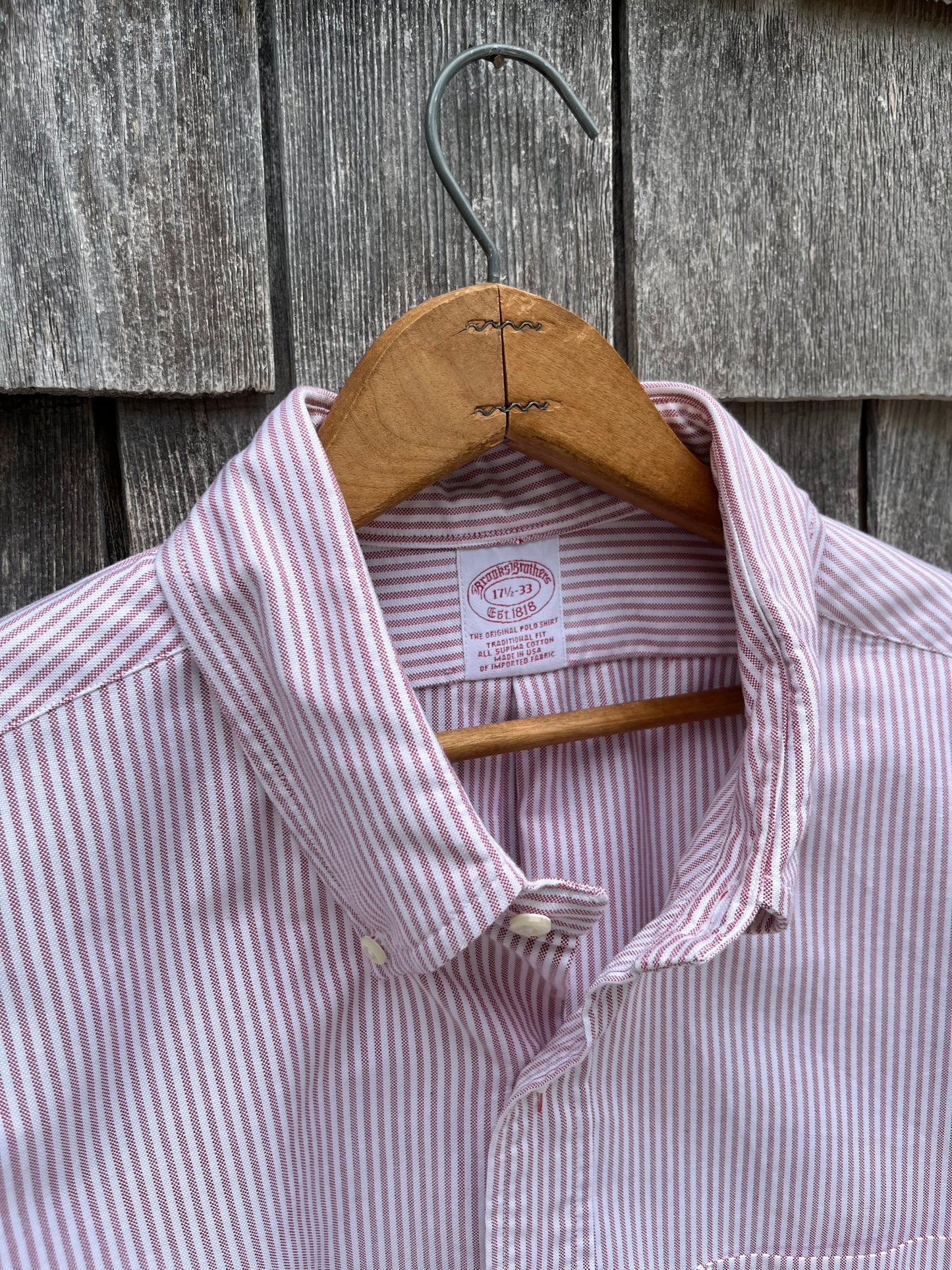 00s Brooks Brothers Makers University Stripe ‘Original Polo’ Oxford Cloth Button Down Shirt (17.5-3)