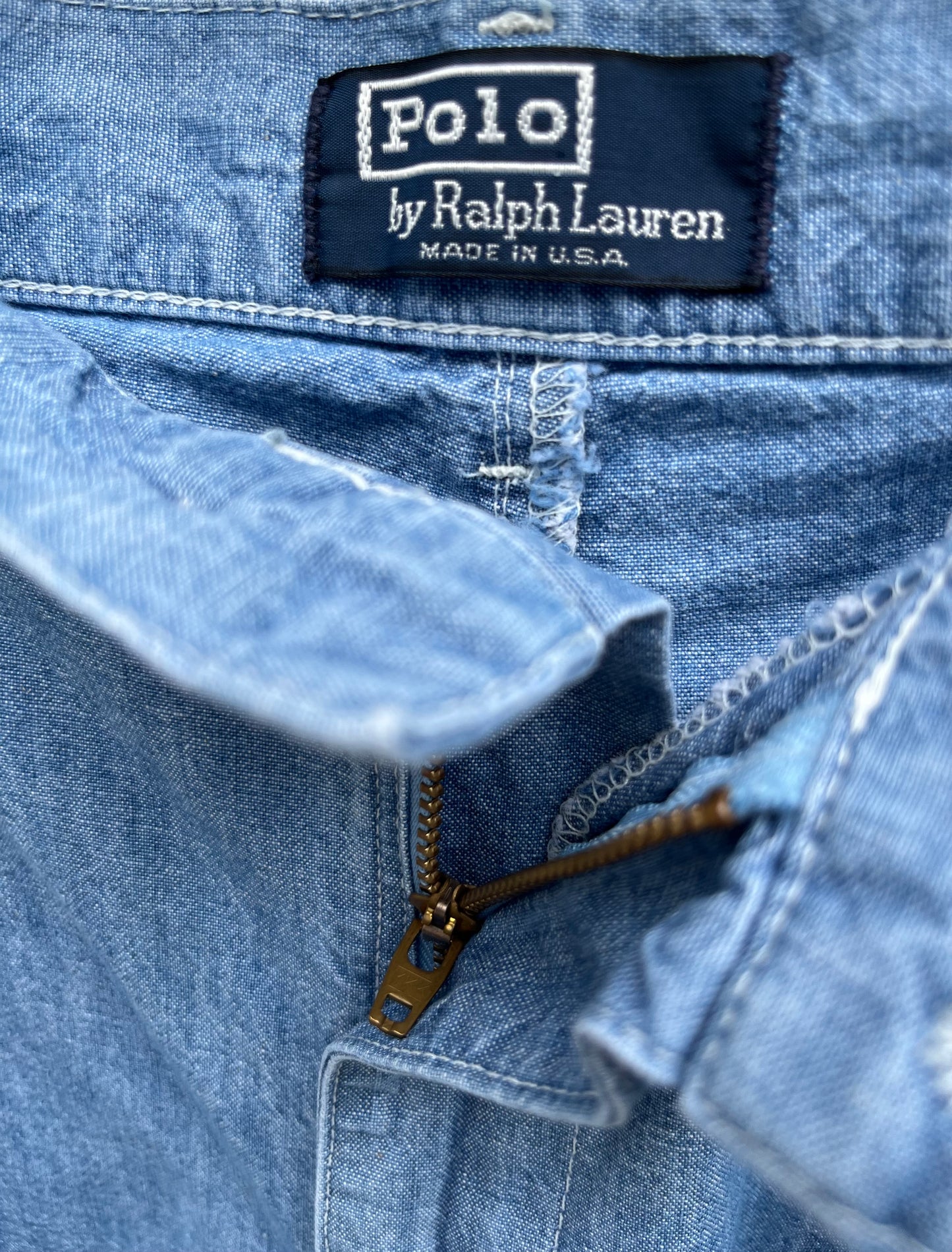 90s Polo Ralph Lauren Cotton Chambray Pleated Front Shorts (32/6.5”)