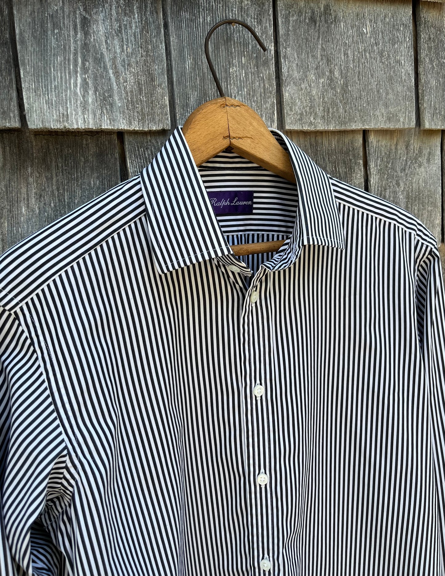 90s Polo Ralph Lauren Purple Label Stripe Button Front Shirt (14.5-2)