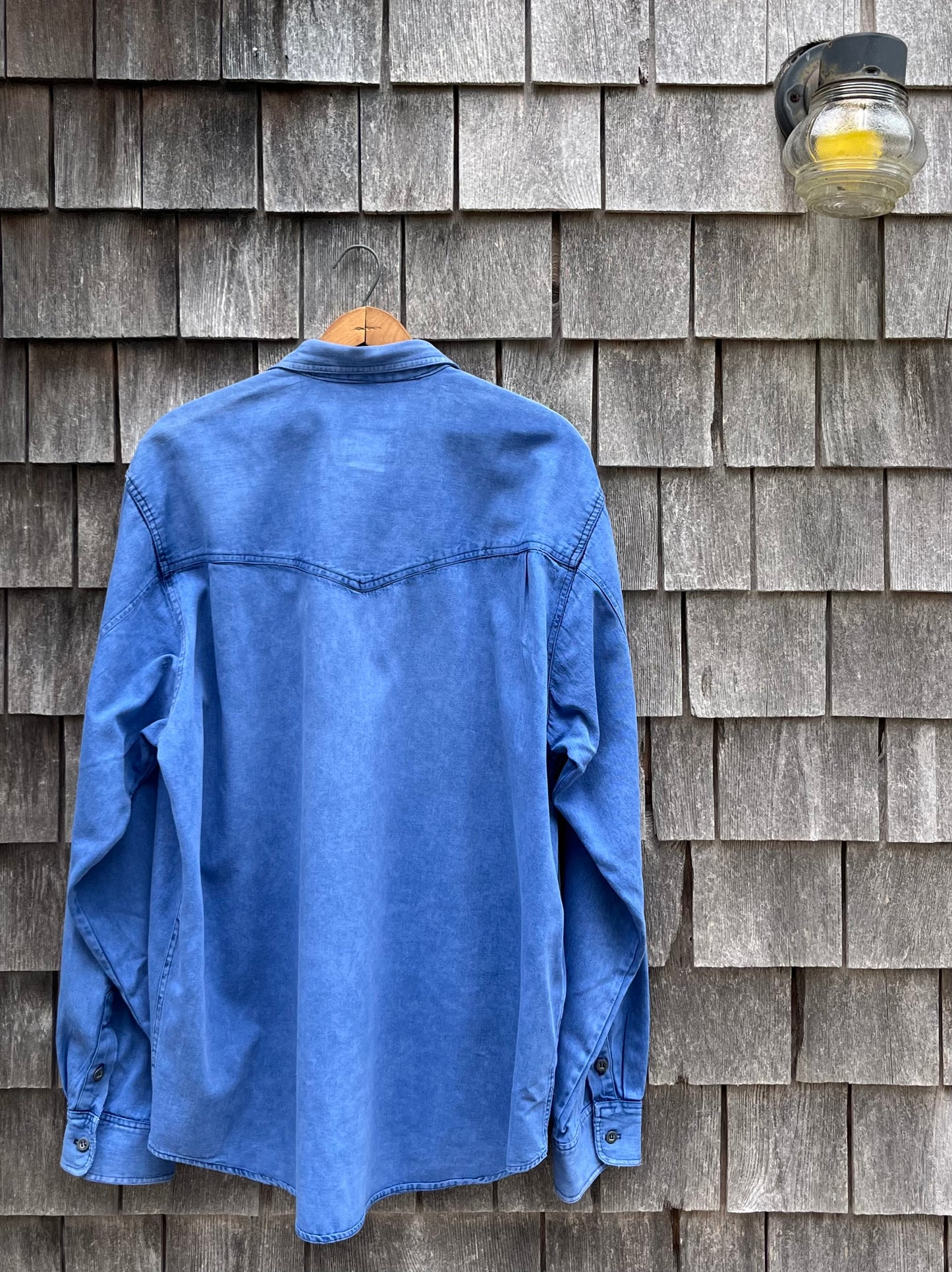 90s Calvin Klein Blue Jeans Pigment Dye Denim Button Up Shirt (XL/XXL)