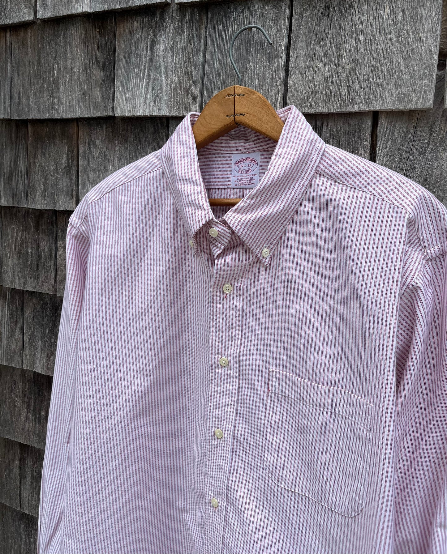 00s Brooks Brothers Makers University Stripe ‘Original Polo’ Oxford Cloth Button Down Shirt (17.5-3)