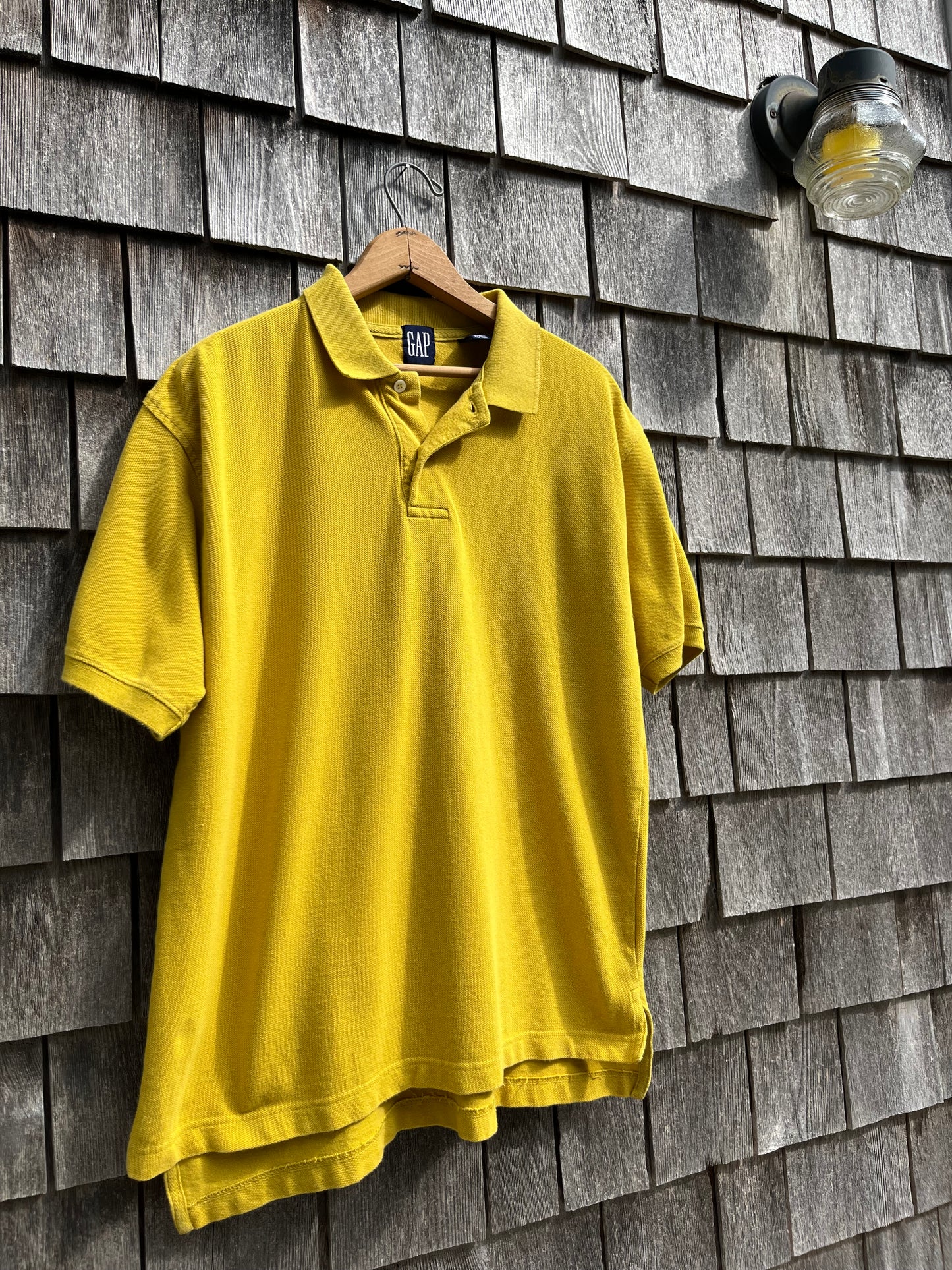 90s GAP Chartreuse Cotton Mesh Polo Shirt (M/L)