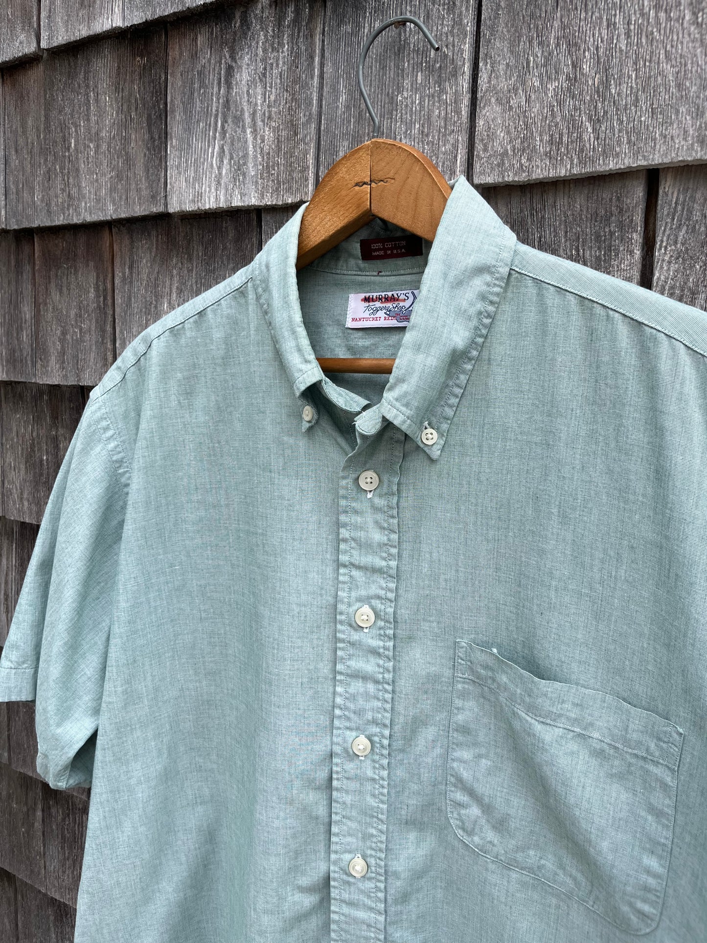 90s Murray’s Toggery Nantucket Short Sleeve End on End Cotton Button Down Shirt (L/XL)