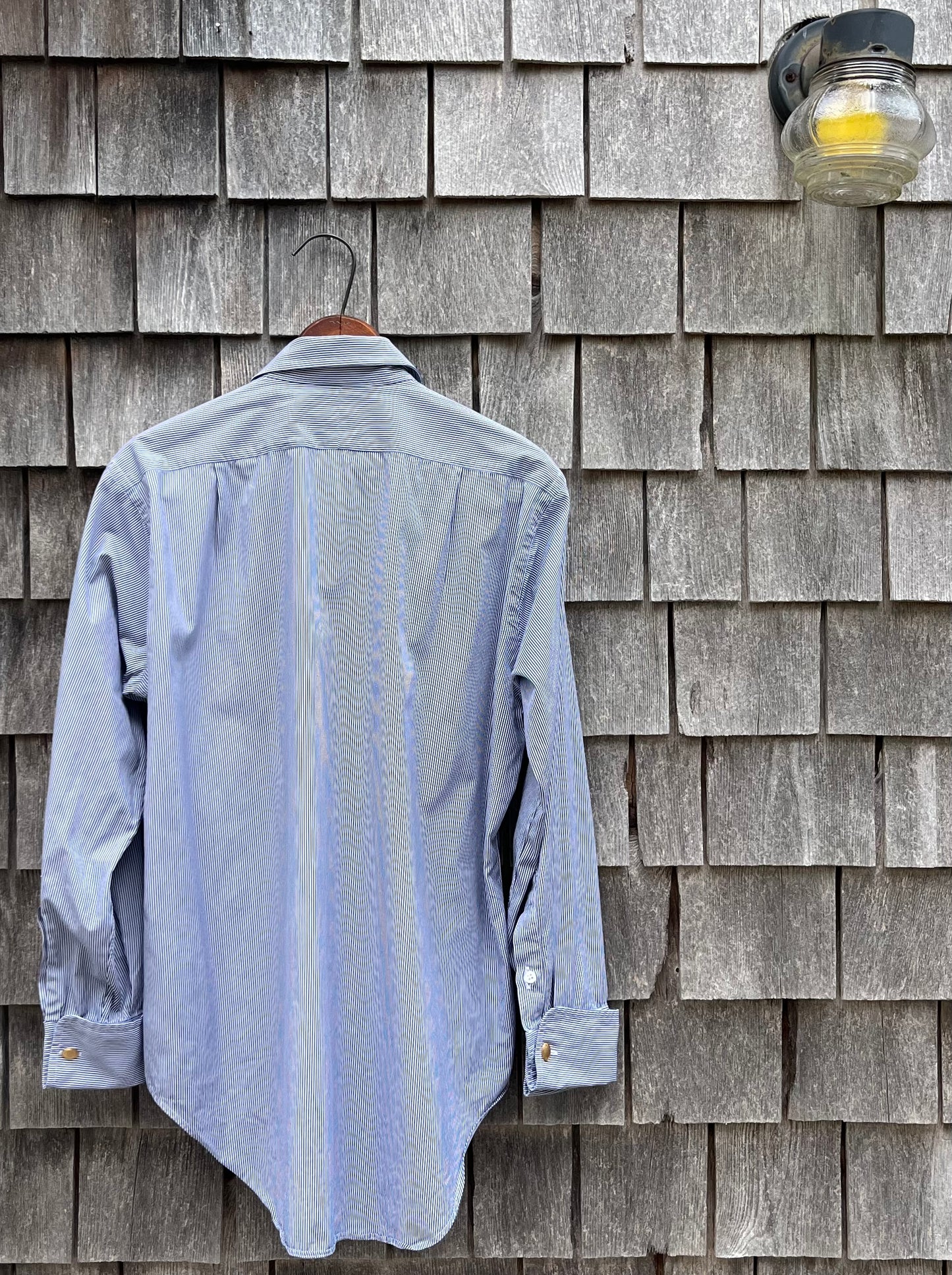 80s Sulka Stripe Broadcloth French Cuff Button Front Shirt (15.5-2)