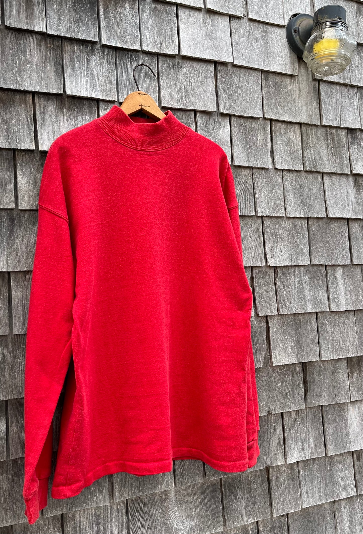 80s L.L. Bean Mock Neck Cotton Rugby Shirt (L/XL)