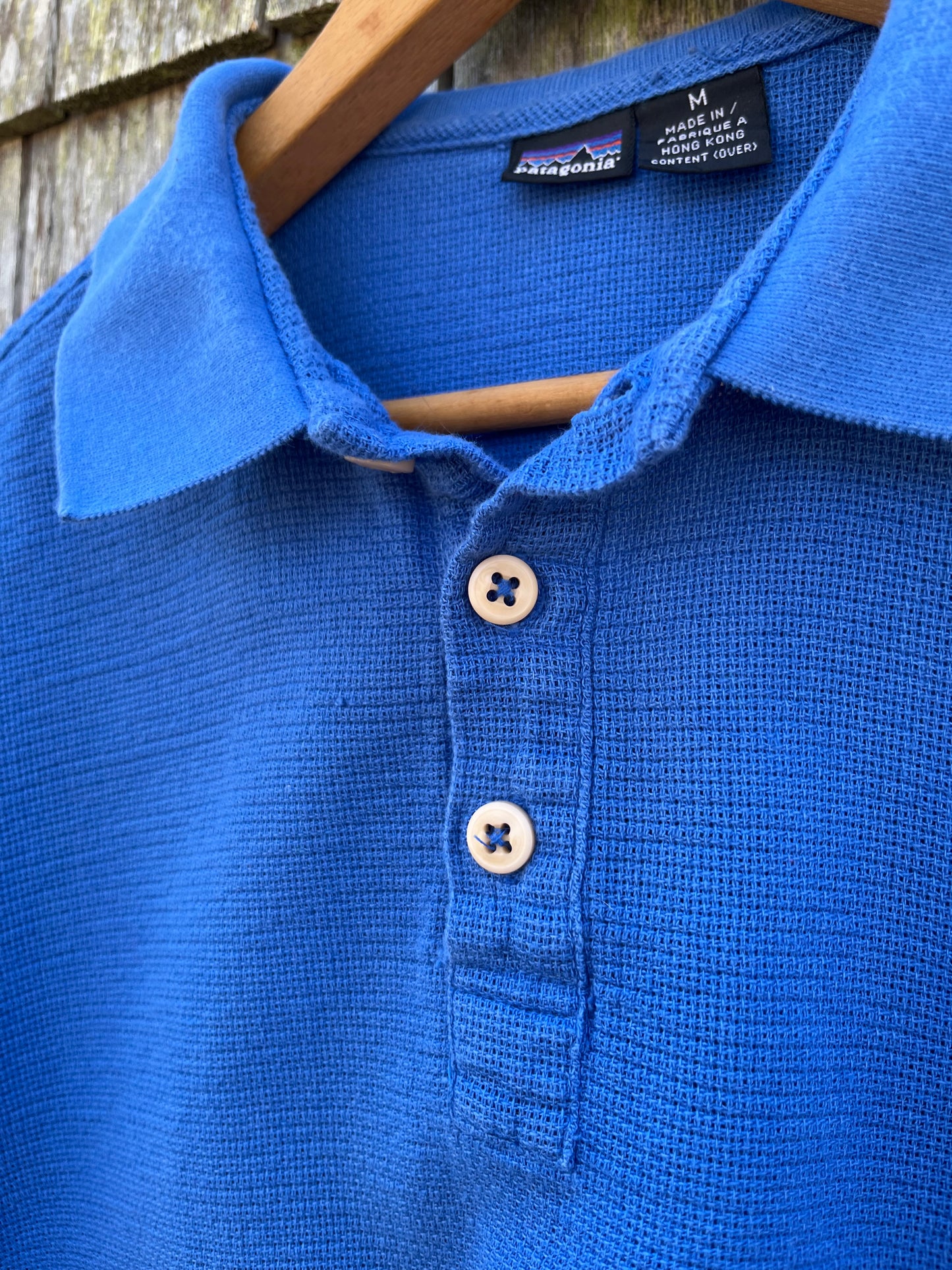 80s Patagonia Cotton Open Weave Mesh Polo Shirt (M)