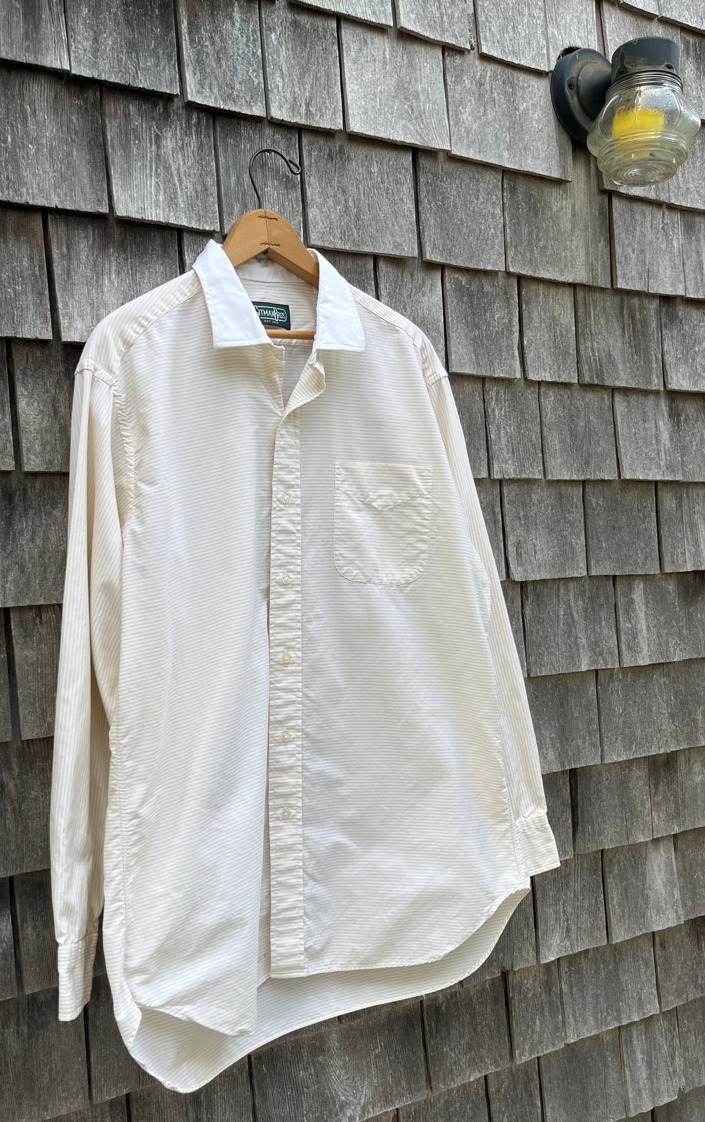 90s Gitman Bros. Horizontal Stripe Contrast Collar Button Front Shirt (16-4)