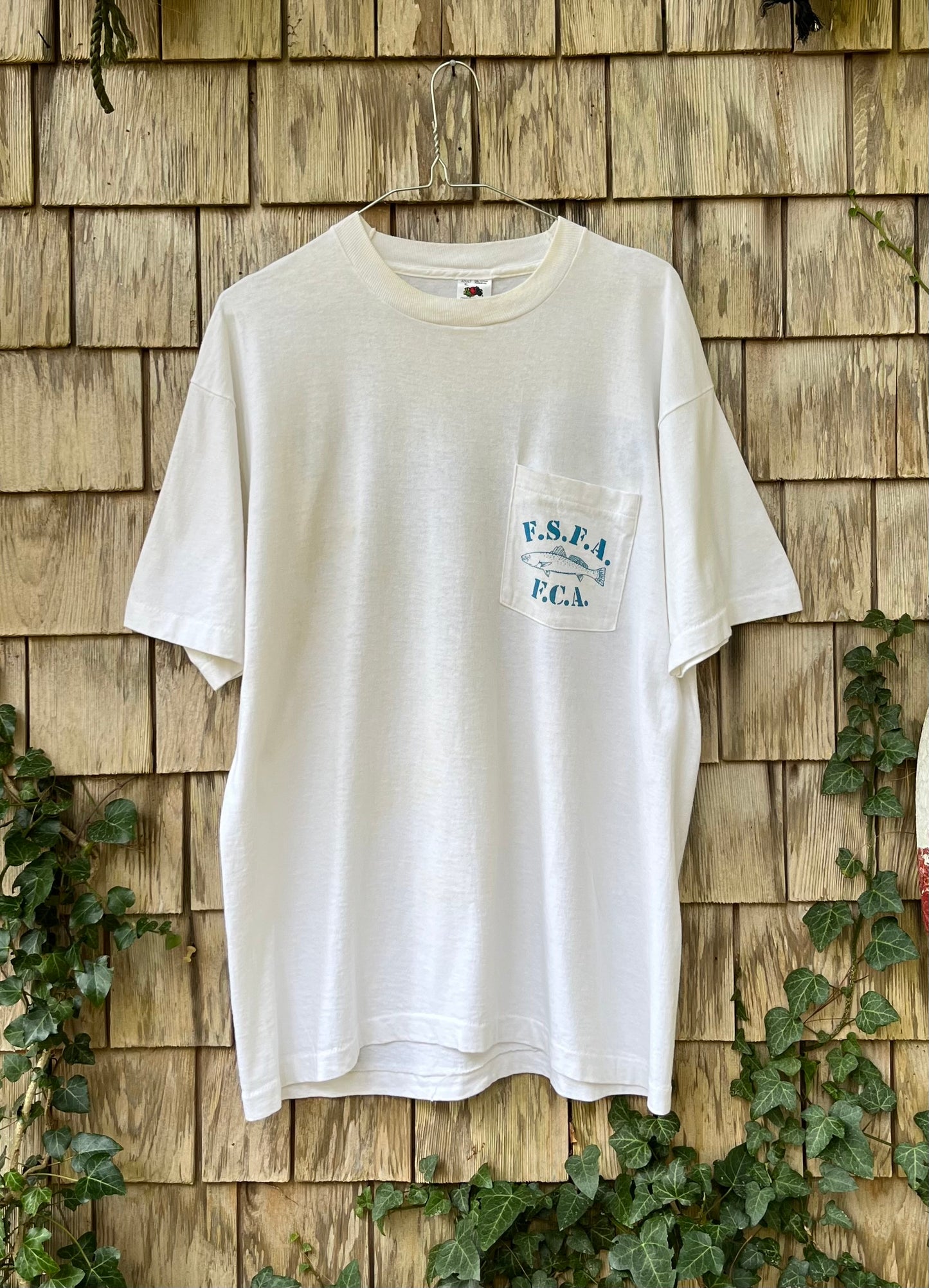 90s Florida Sport Fishing Association Spotted Sea Trout Preservation Pocket T-Shirt (L)