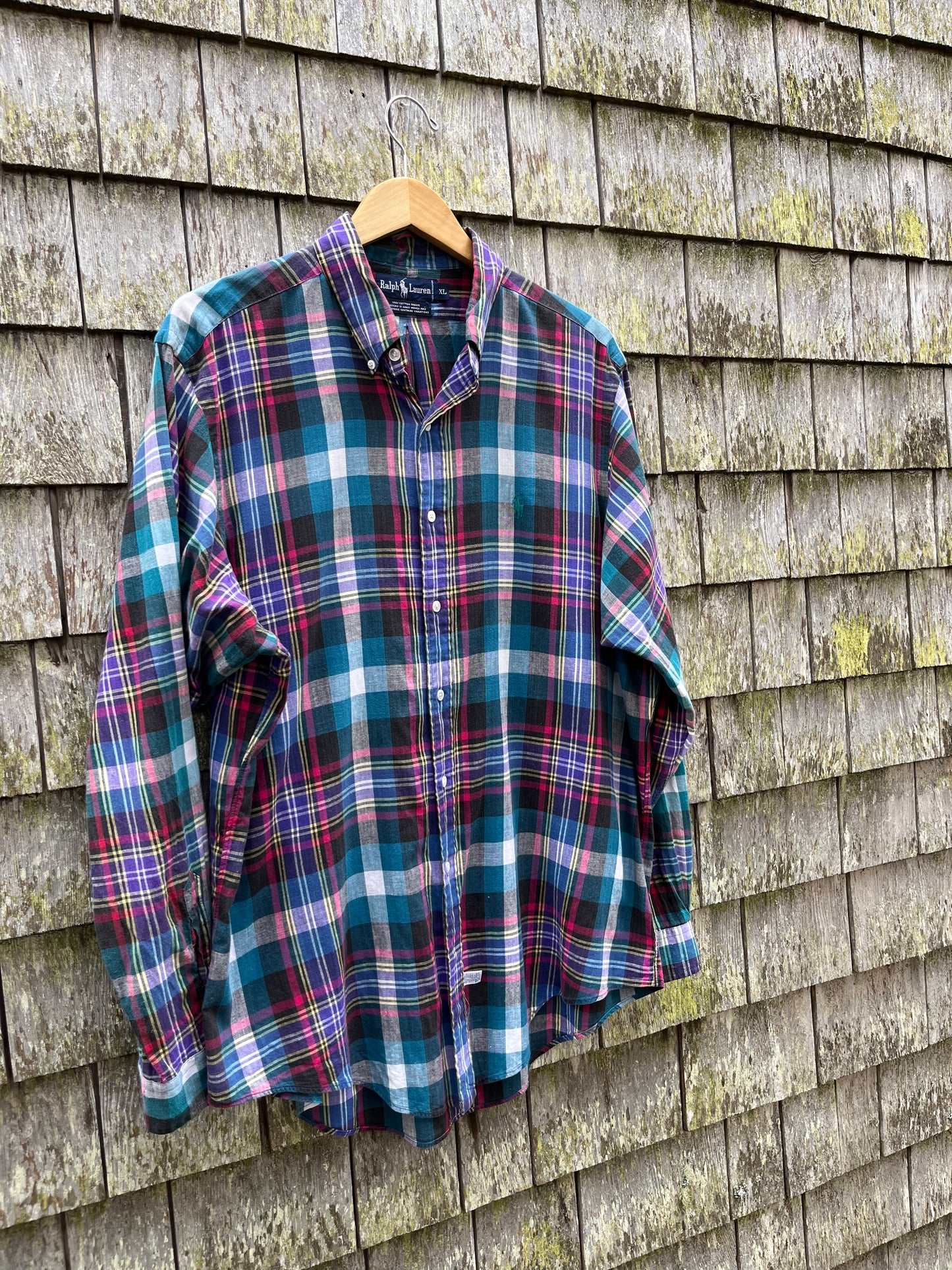 90s Polo Ralph Lauren Cotton Madras Button Down Shirt (XL)