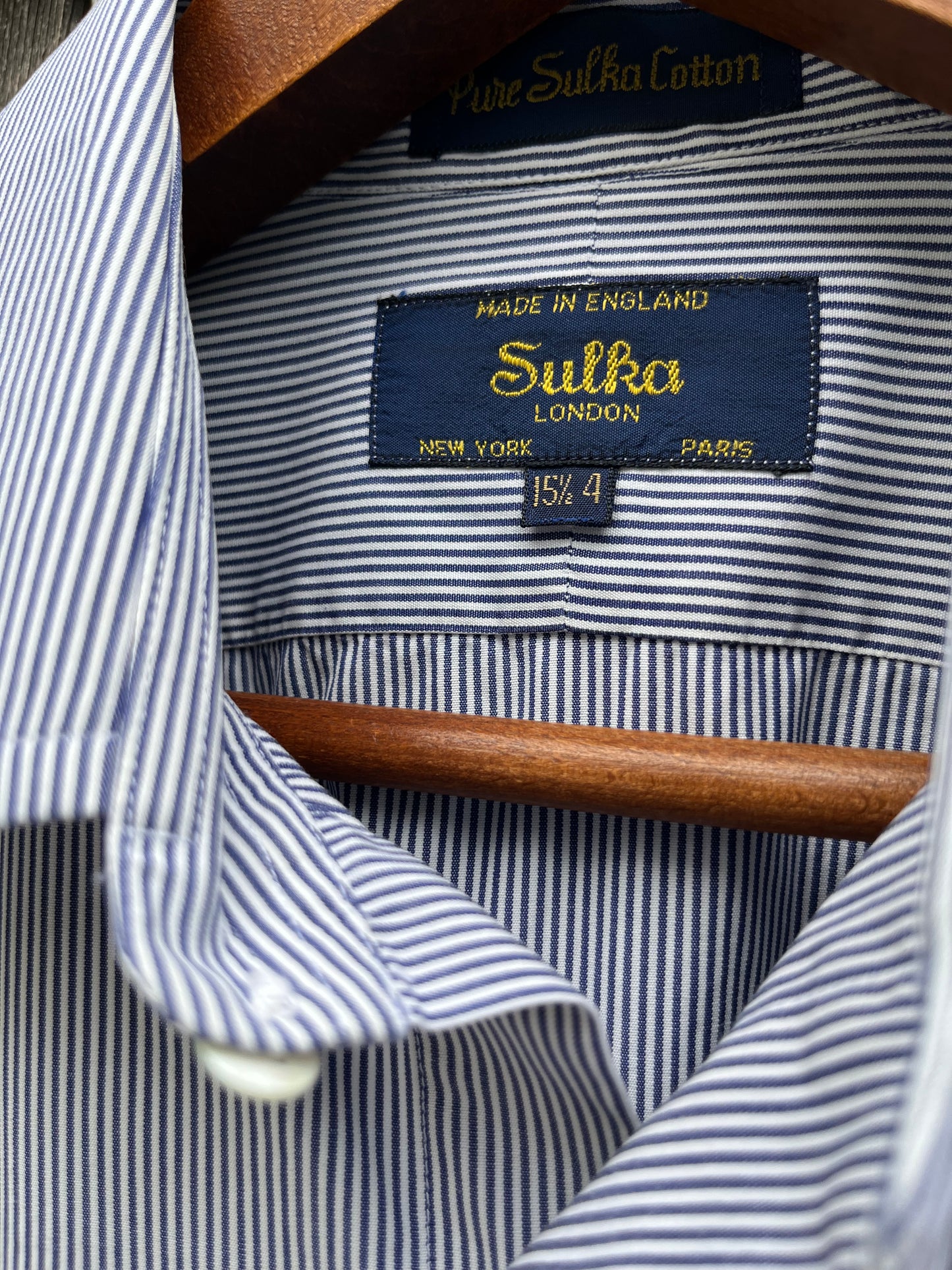 80s Sulka Stripe Broadcloth French Cuff Button Front Shirt (15.5-2)