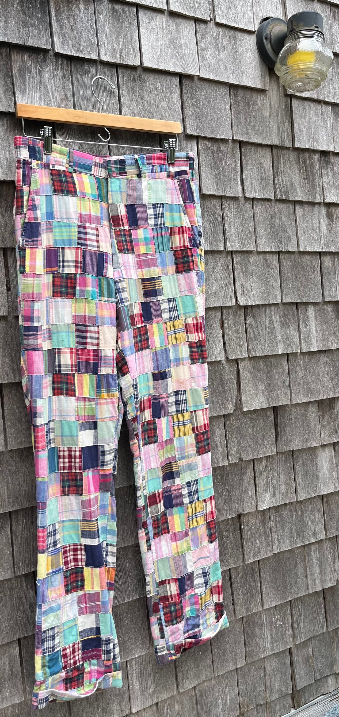 80s Roderick St. James Patchwork Madras Pants (32/32.5”)