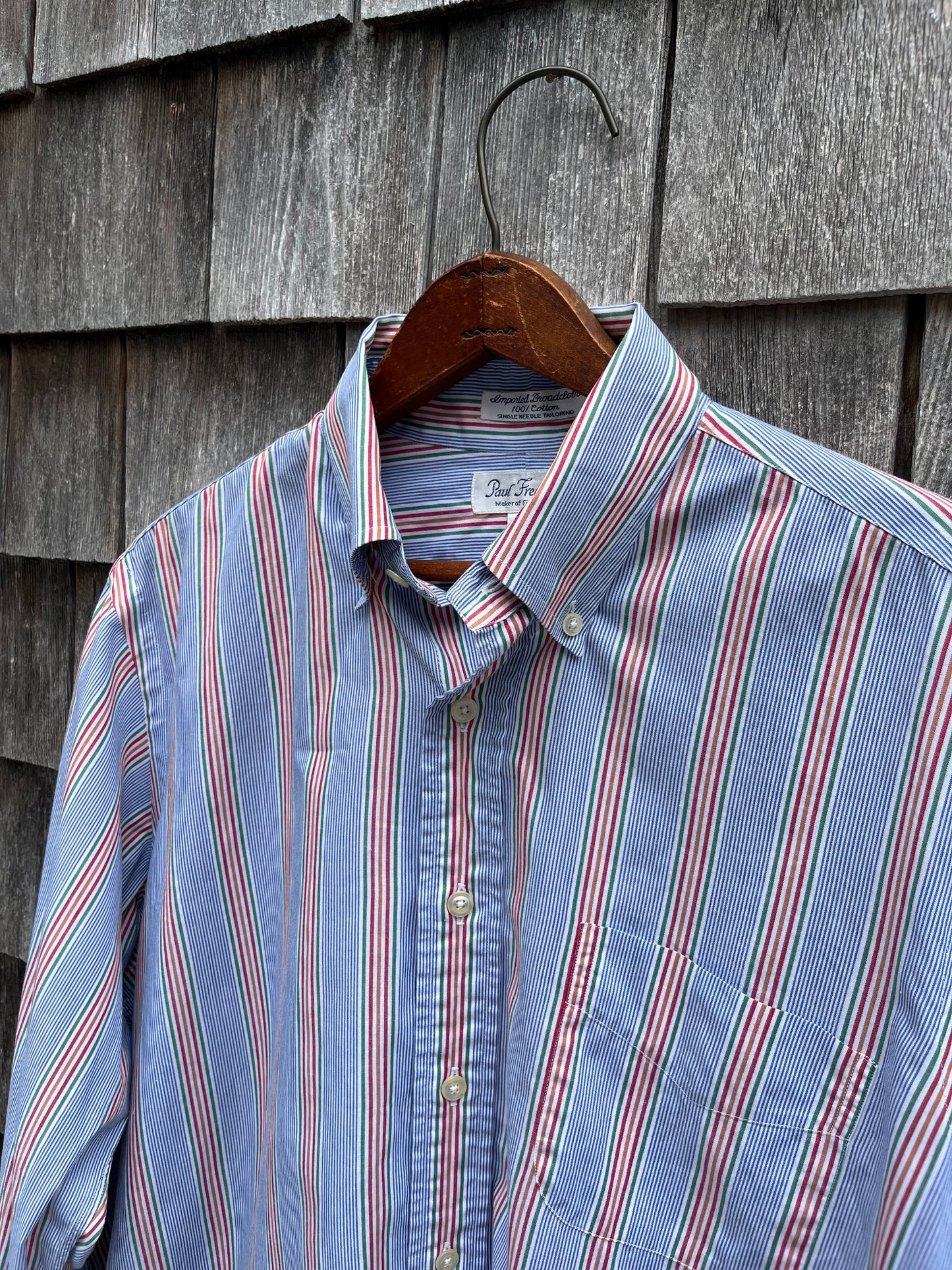 90s Paul Fredrick Stripe Cotton Broadcloth Button Down Shirt (15.5-4)