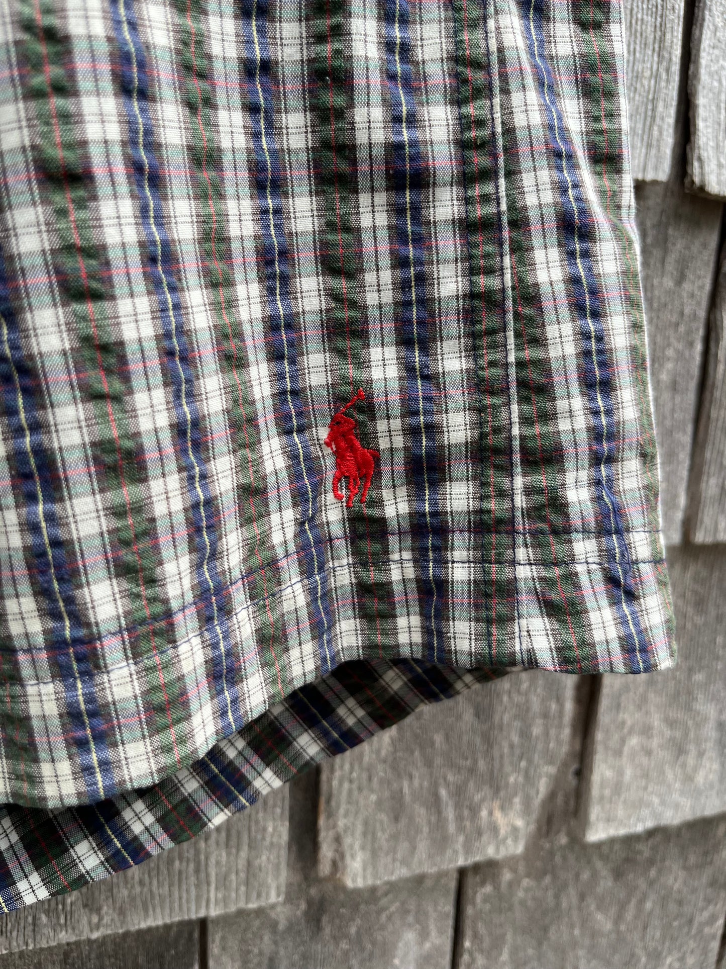 90s Polo Sport Seersucker Tartan Check Swim Trunks (L)