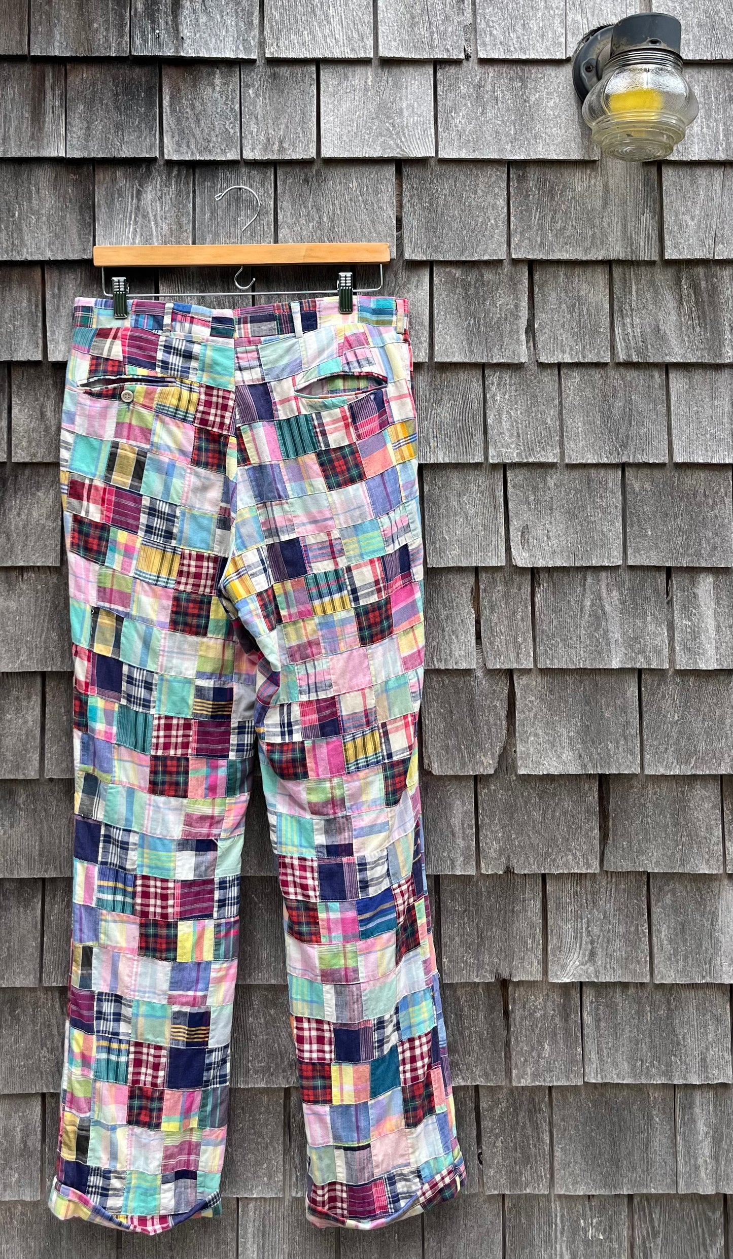 80s Roderick St. James Patchwork Madras Pants (32/32.5”)