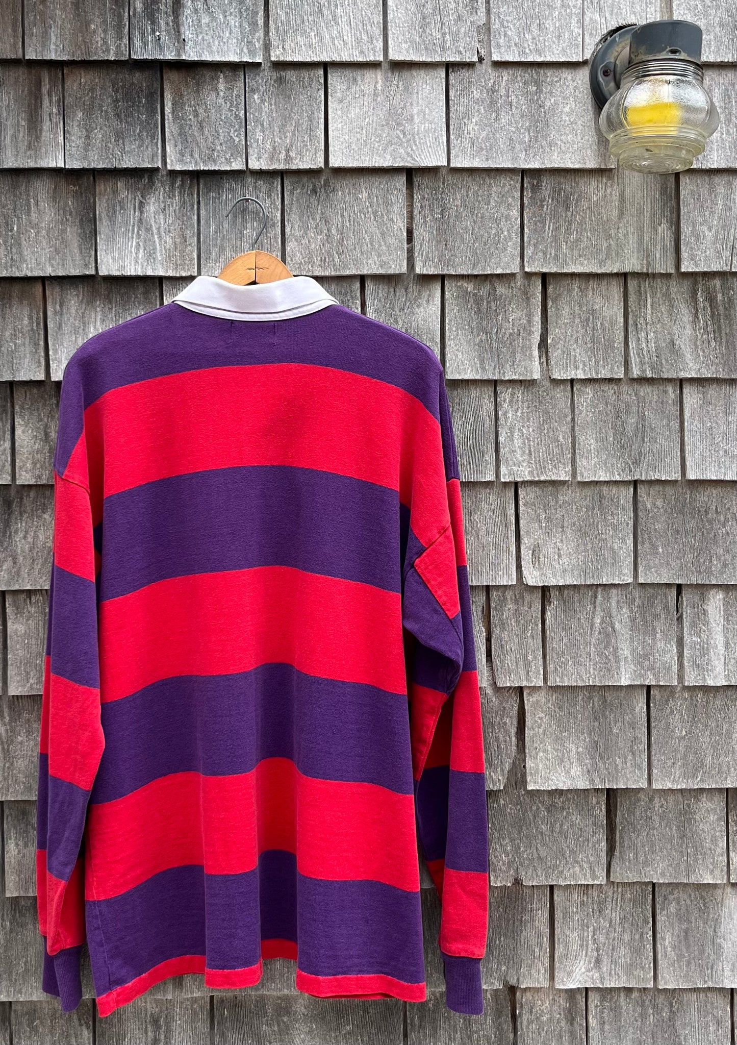 ~90s L.L. Bean Purple Magenta Stripe Rugby Shirt (XL)