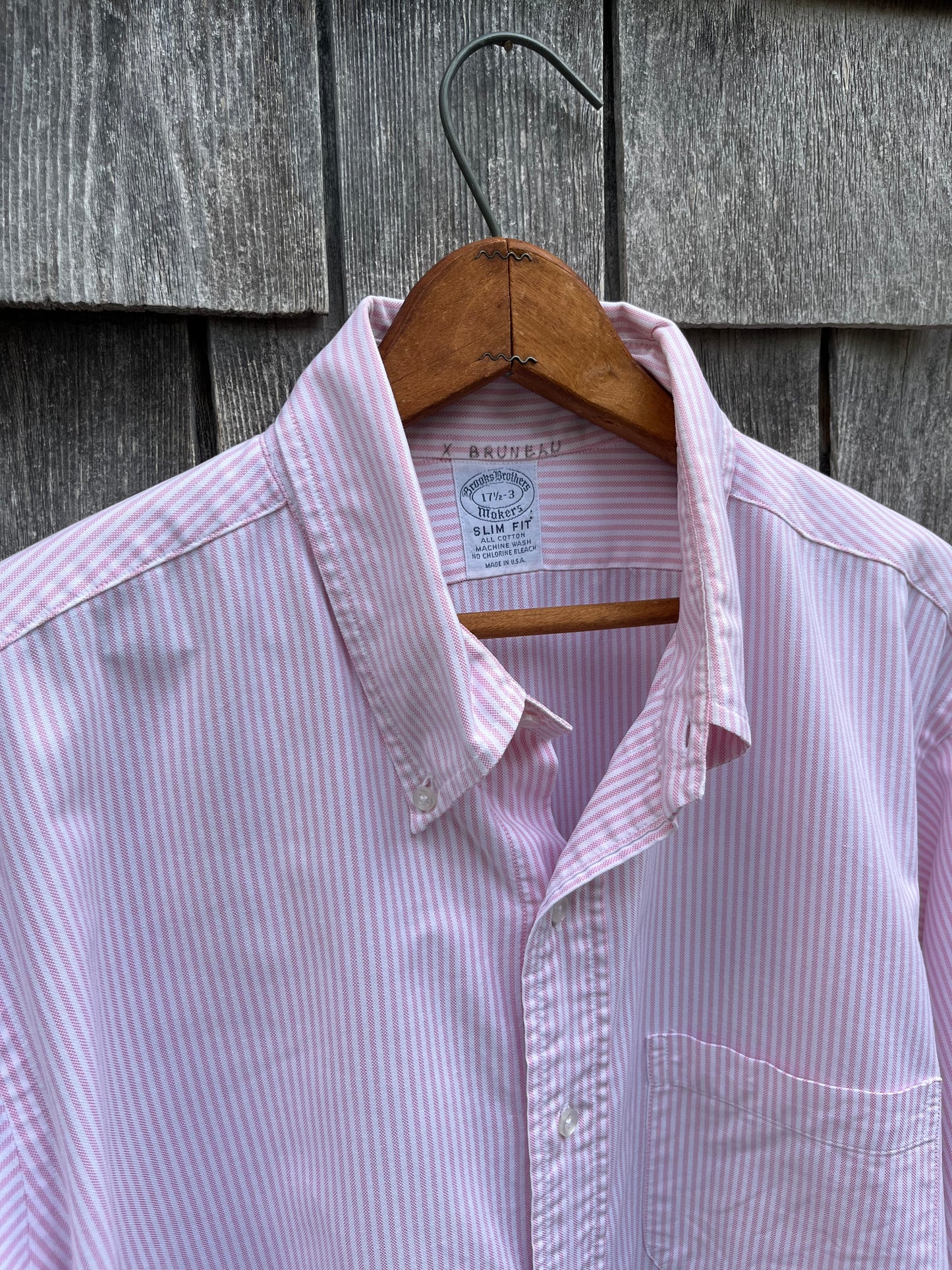 90s Brooks Brothers Makers Slim Fit University Stripe Oxford Cloth Button Down Shirt (17.5-3)