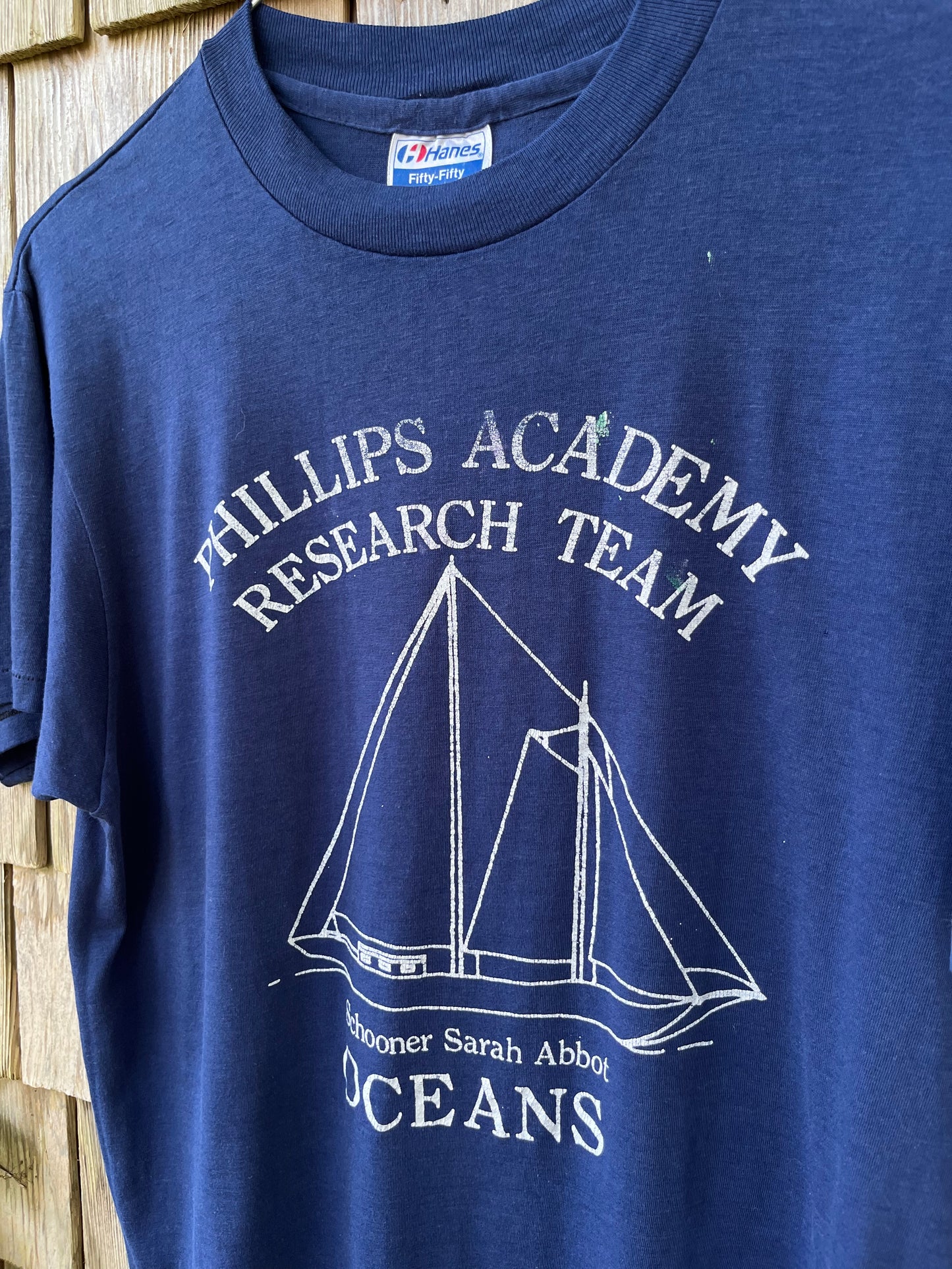90s Phillips Academy Oceans Research Team Schooner Sarah Abbot T-Shirt (M)