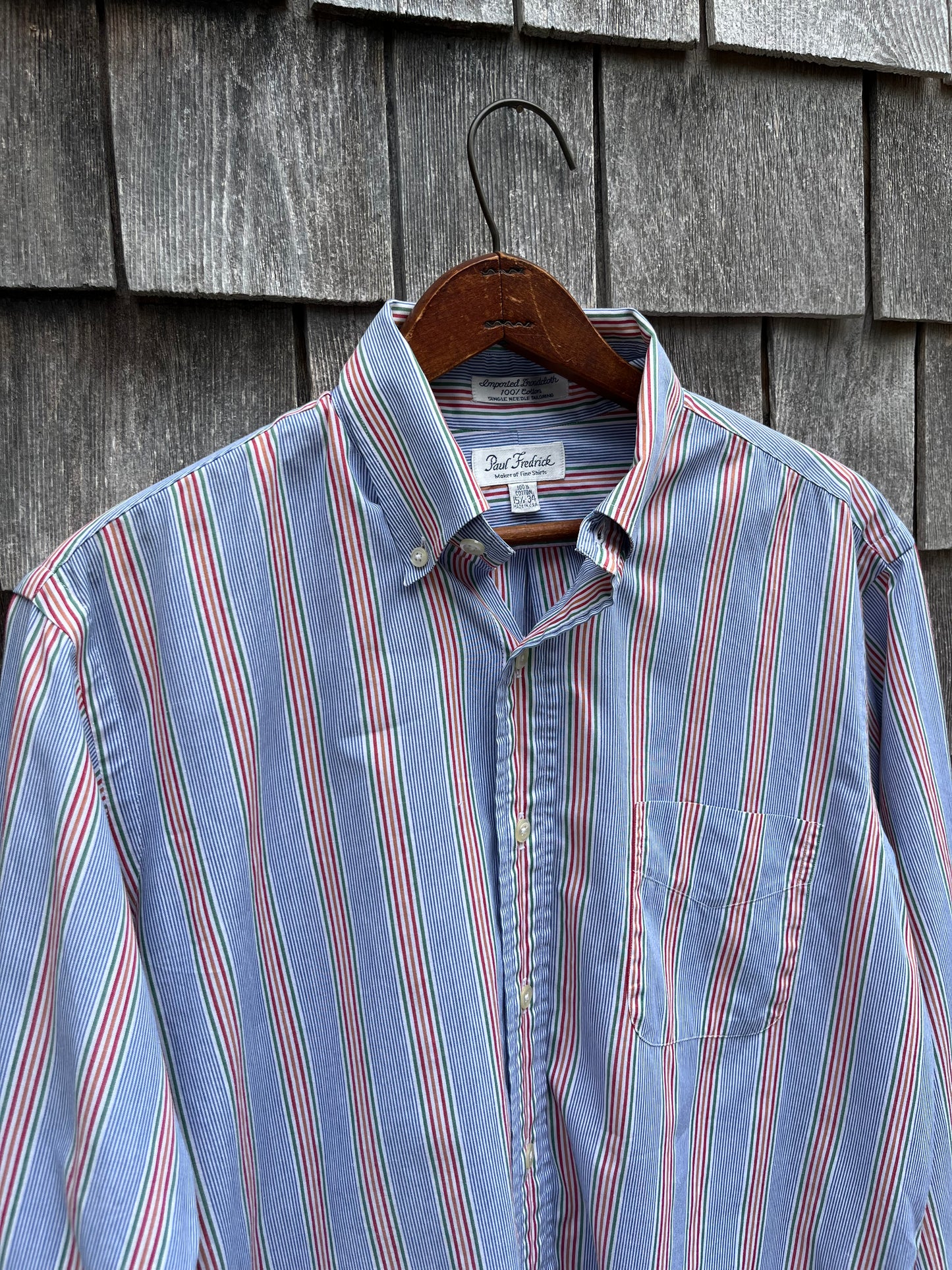 90s Paul Fredrick Stripe Cotton Broadcloth Button Down Shirt (15.5-4)