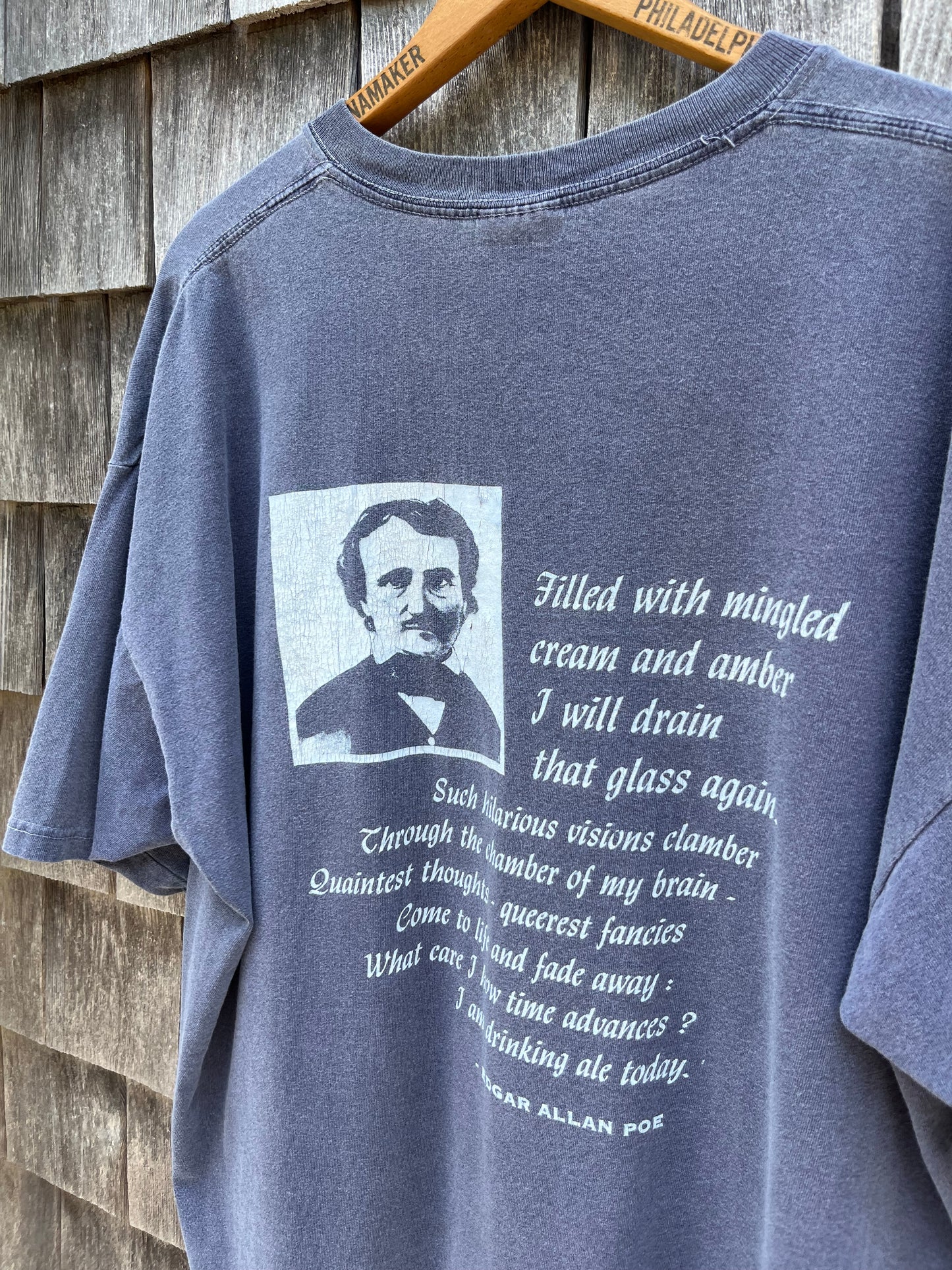 90s Edgar Allen Poe 'Beer' Pigment Dye T-Shirt (XL)