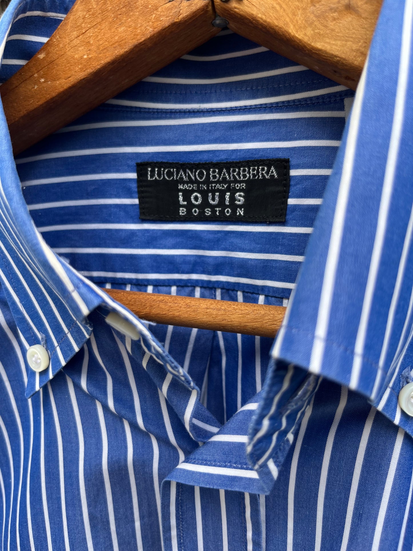 90s Luciano Barbera for Louis Boston Stripe Cotton Poplin Button Down Shirt (15.75-4)