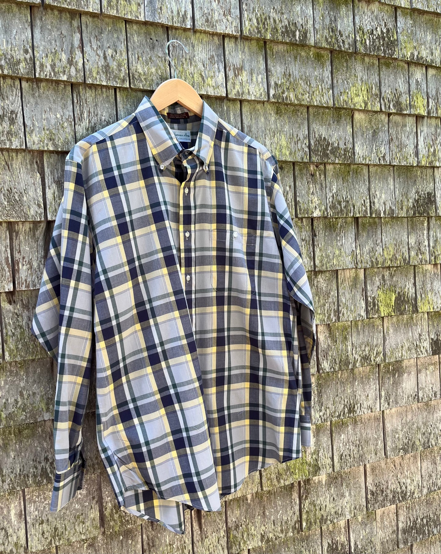 80s Lawrence Shop Cape Cod Cotton Poplin Check Button Down Shirt (L/XL)