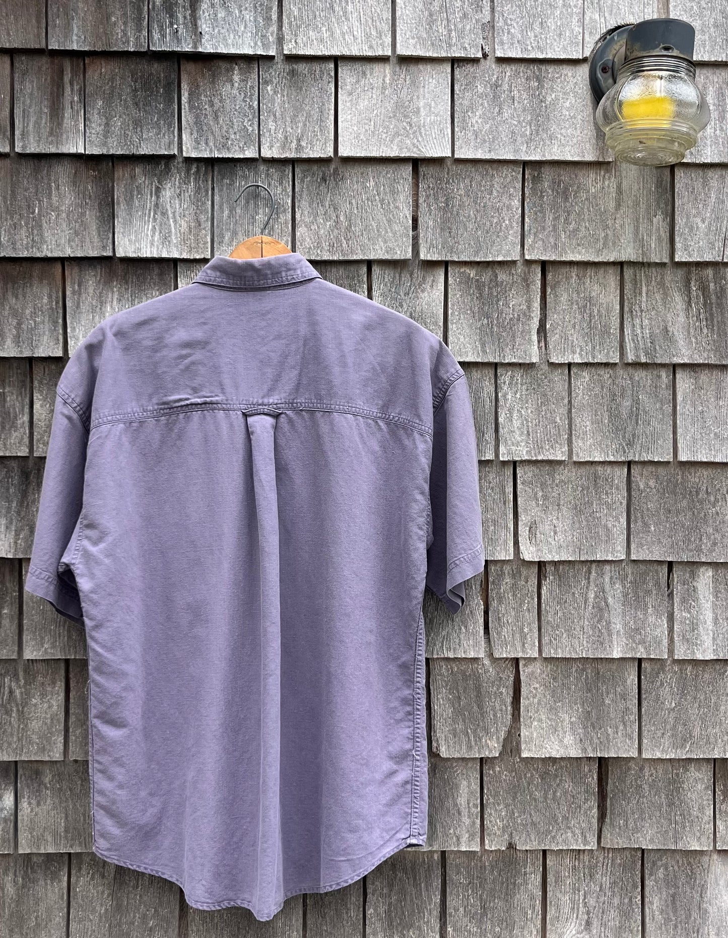 90s Structure Short Sleeve Linen Blend Button Down Shirt (L)