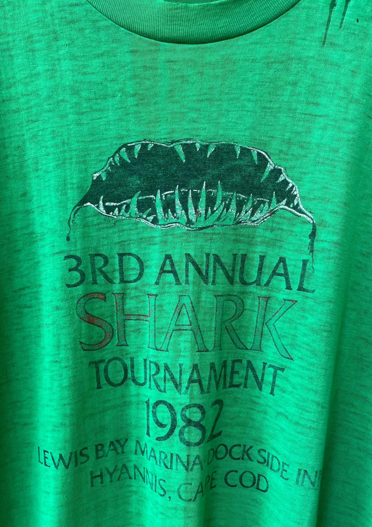 80s Lewis Bay Marina Hyannis Shark Fishing Tournament T-Shirt (M/L)