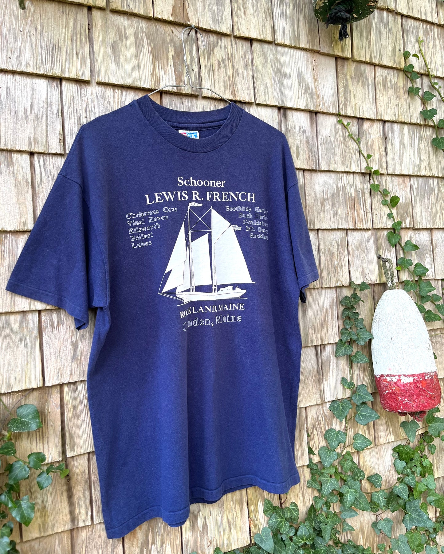 90s Schooner Lewis R. French Rockland Camden Maine T-Shirt (L)