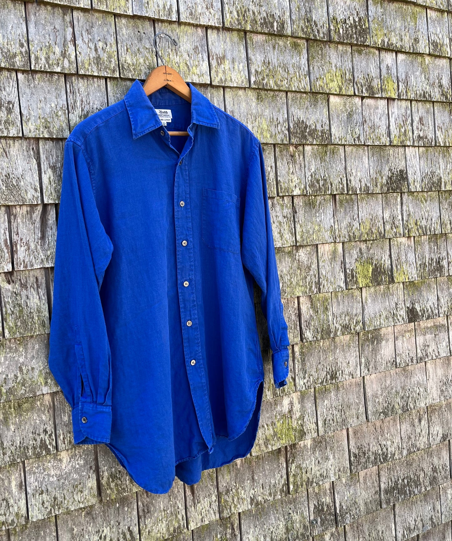 90s Budd Shirtmakers London Linen Button Front Shirt (M/L)