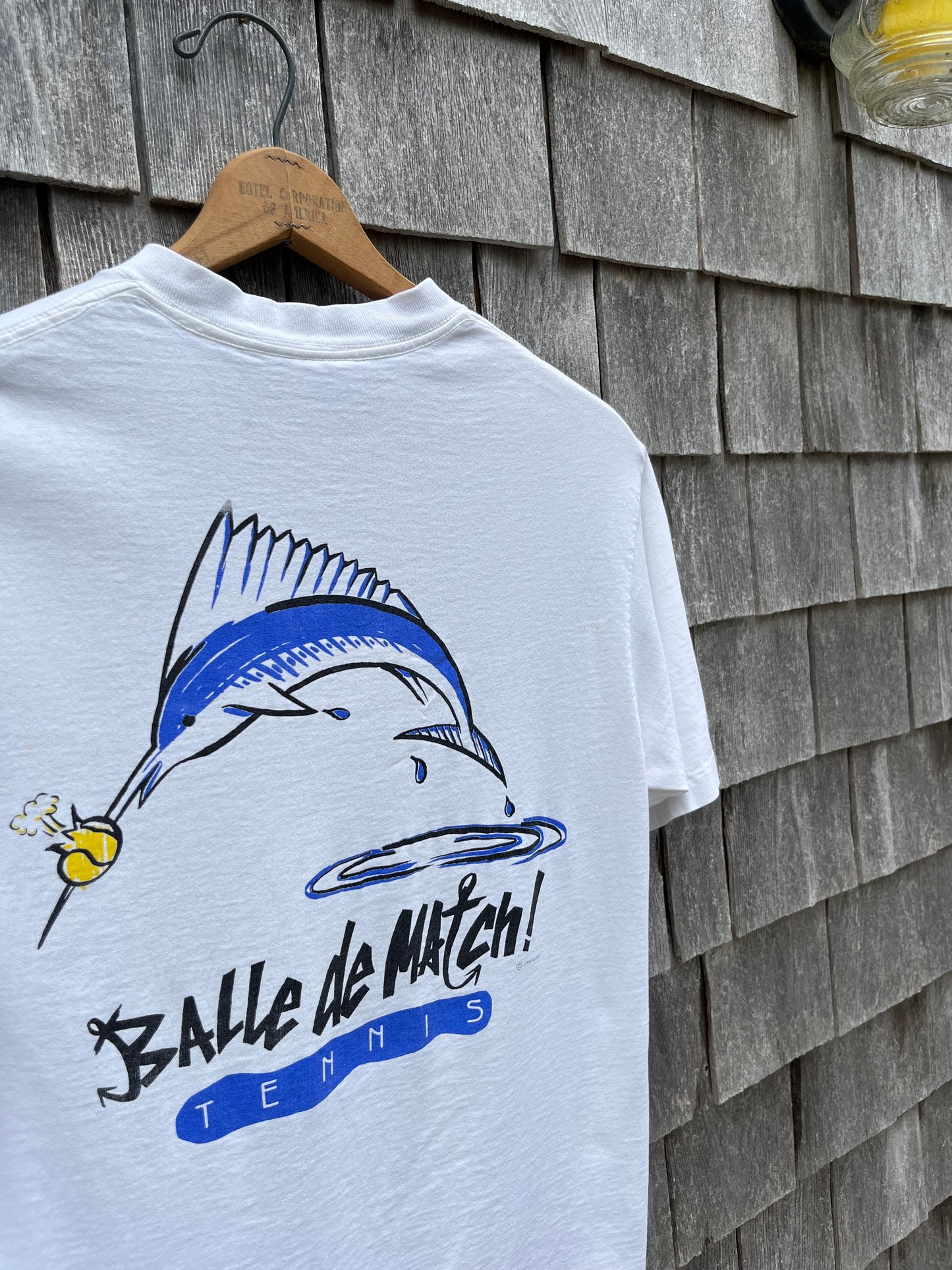 90s Balle De Match Tennis Marlin T-Shirt (M)