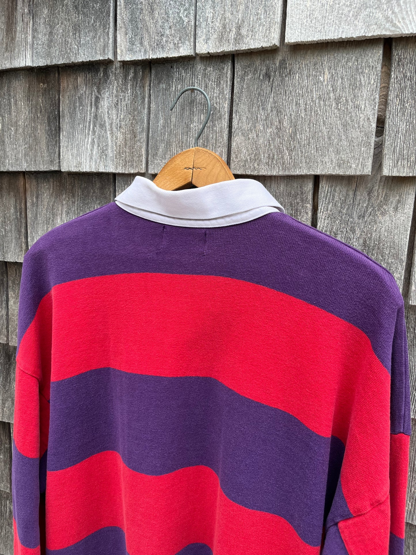 ~90s L.L. Bean Purple Magenta Stripe Rugby Shirt (XL)