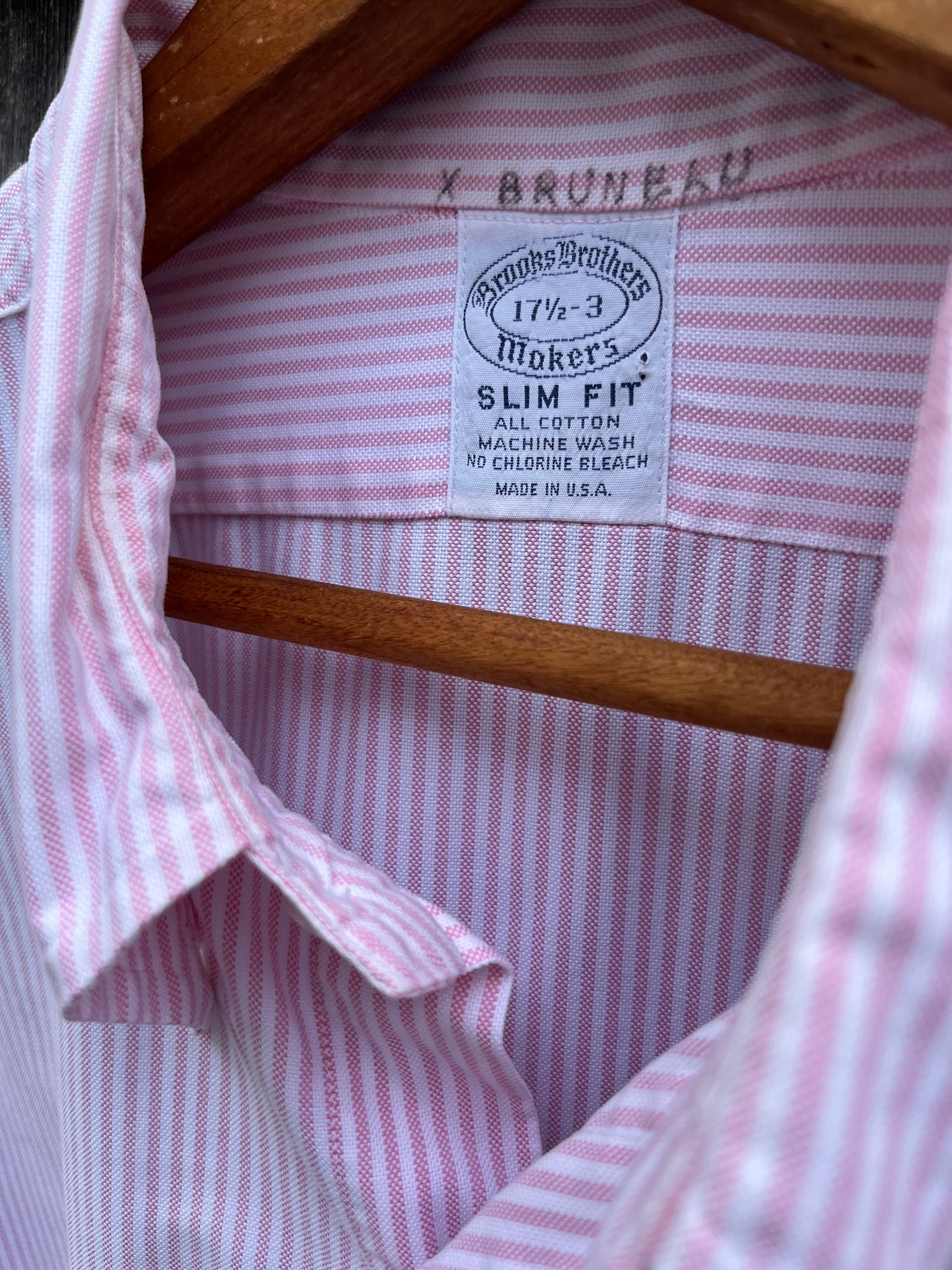 90s Brooks Brothers Makers Slim Fit University Stripe Oxford Cloth Button Down Shirt (17.5-3)