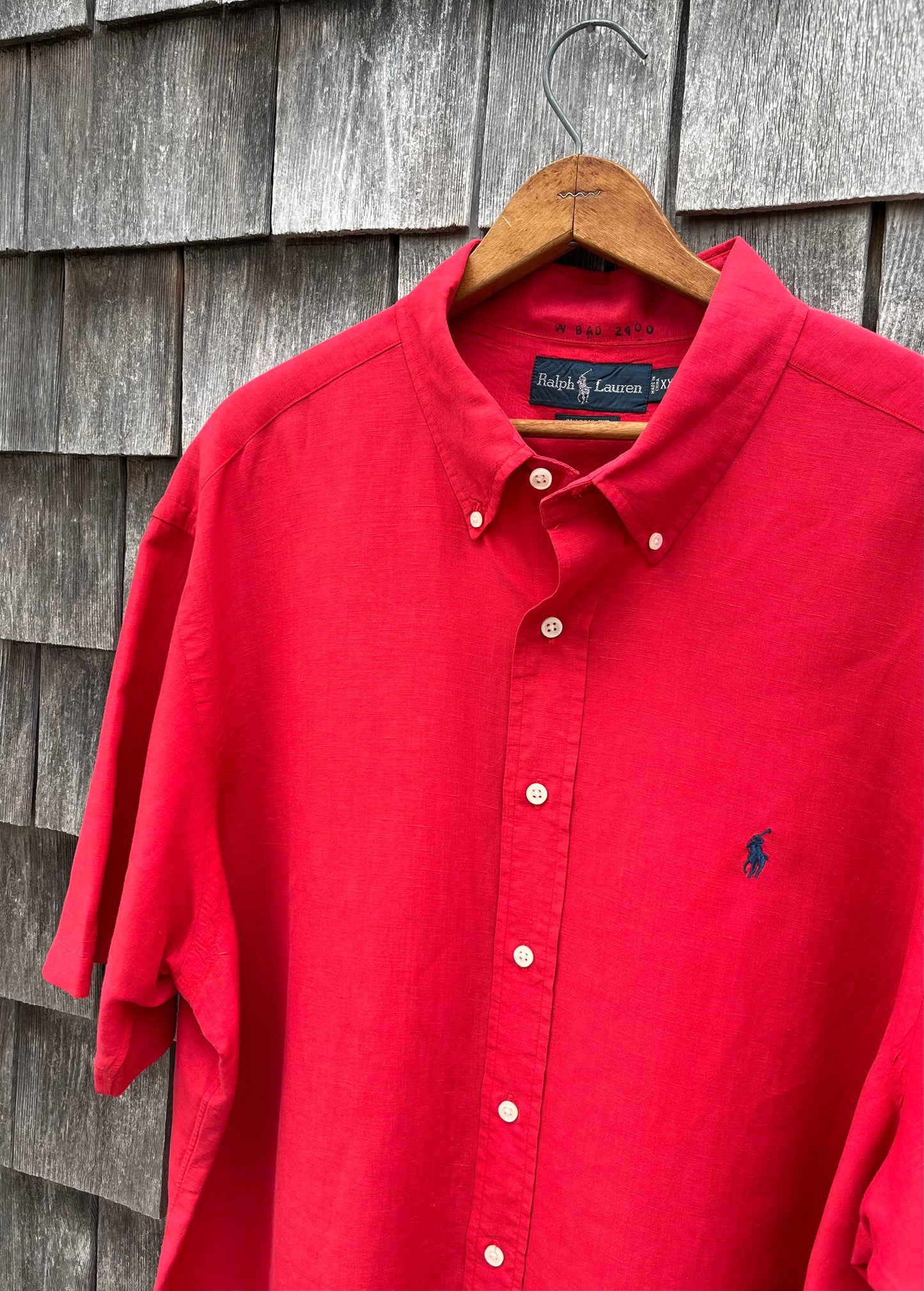90s Polo Ralph Lauren Short Sleeve Linen Silk Blend Button Down Shirt (XXL)