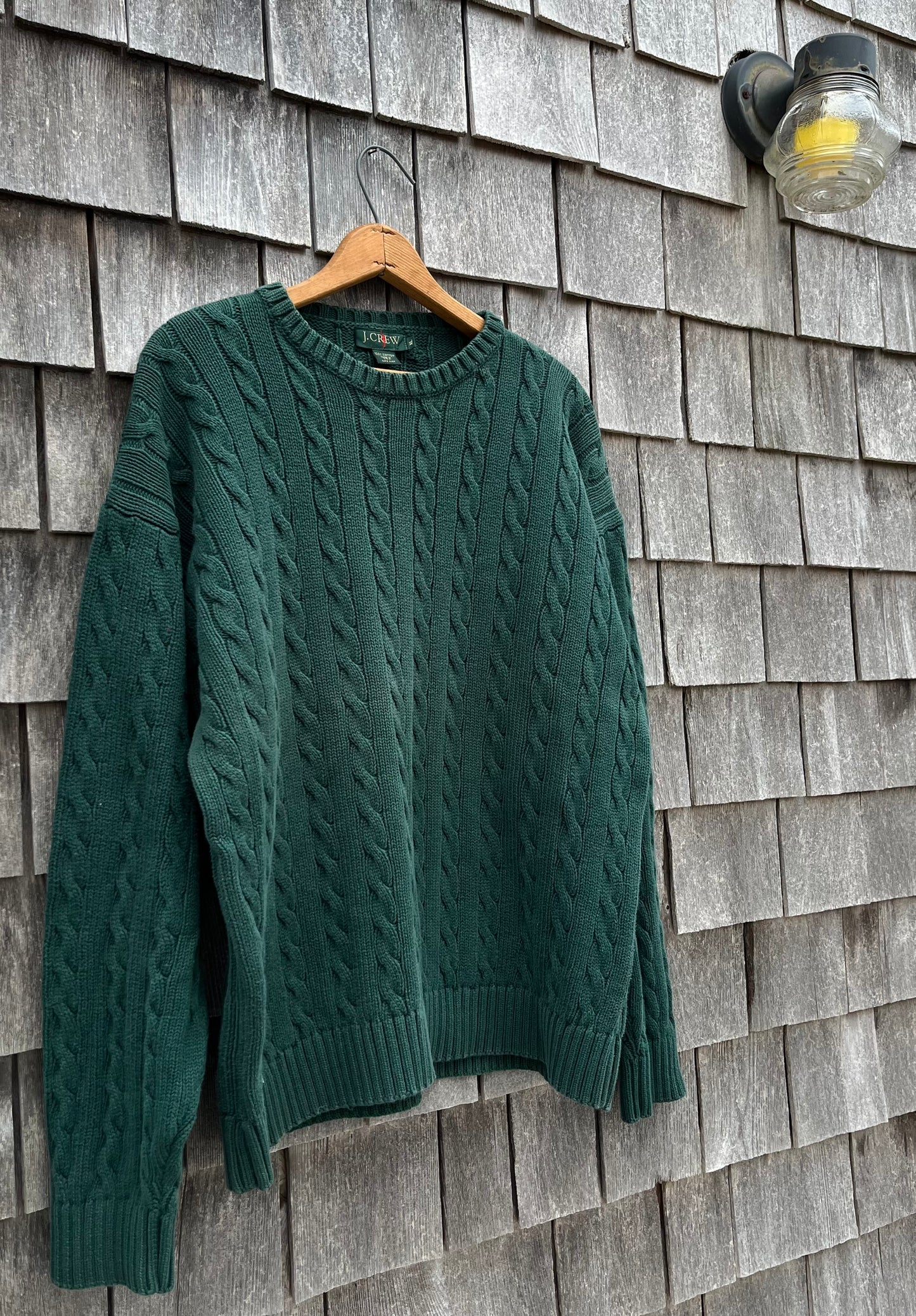 90s J.Crew Cable Knit Cotton Sweater (XL)